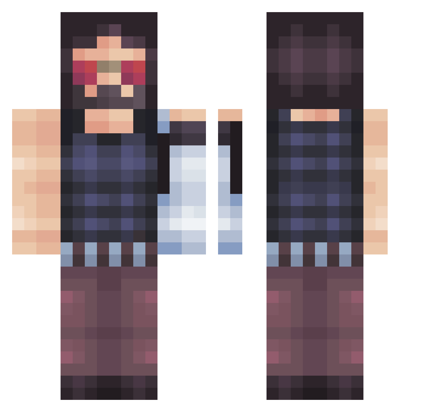 HammyP0tter Minecraft skin, front and back view