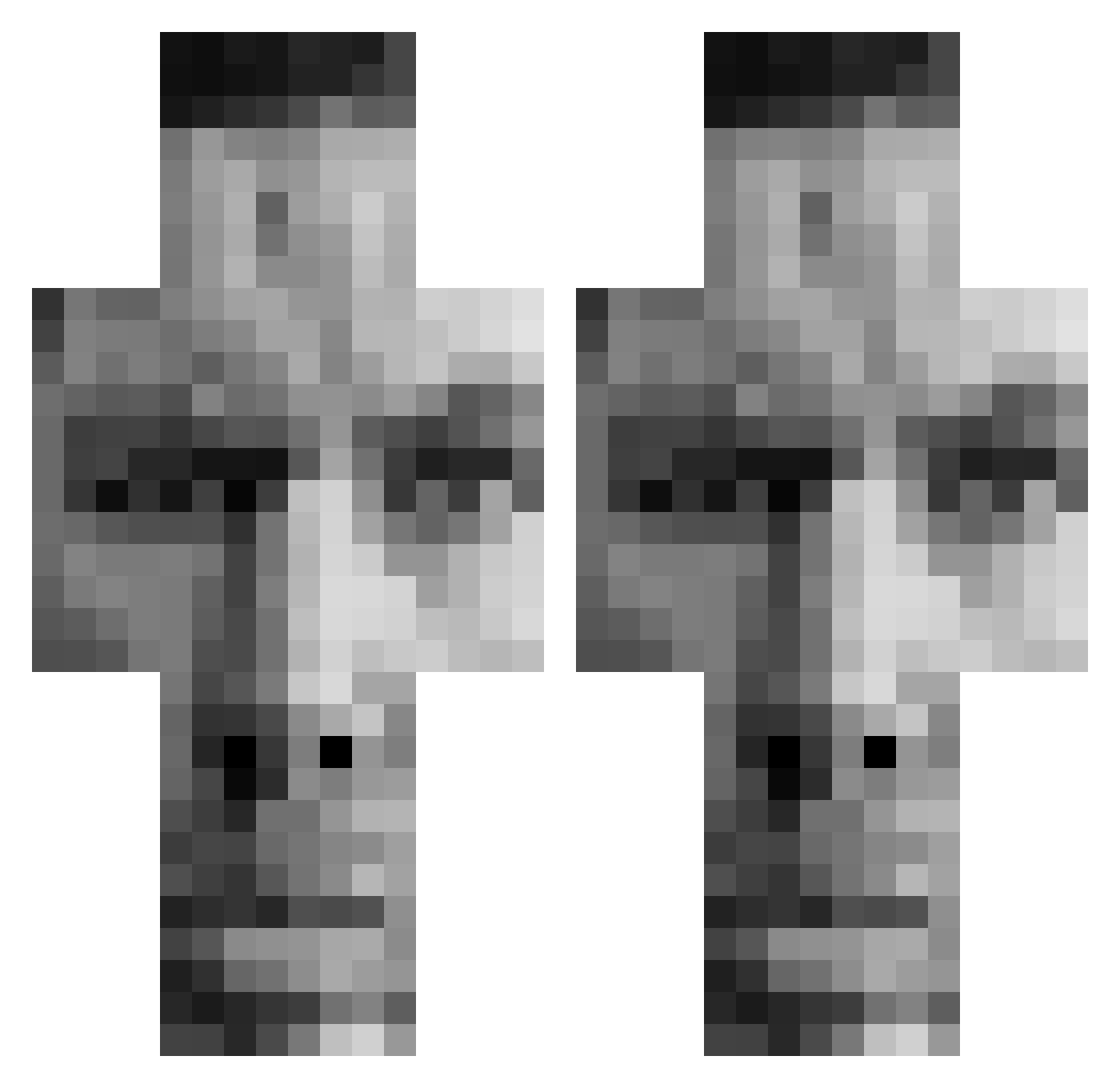 pudj Minecraft skin, front and back view