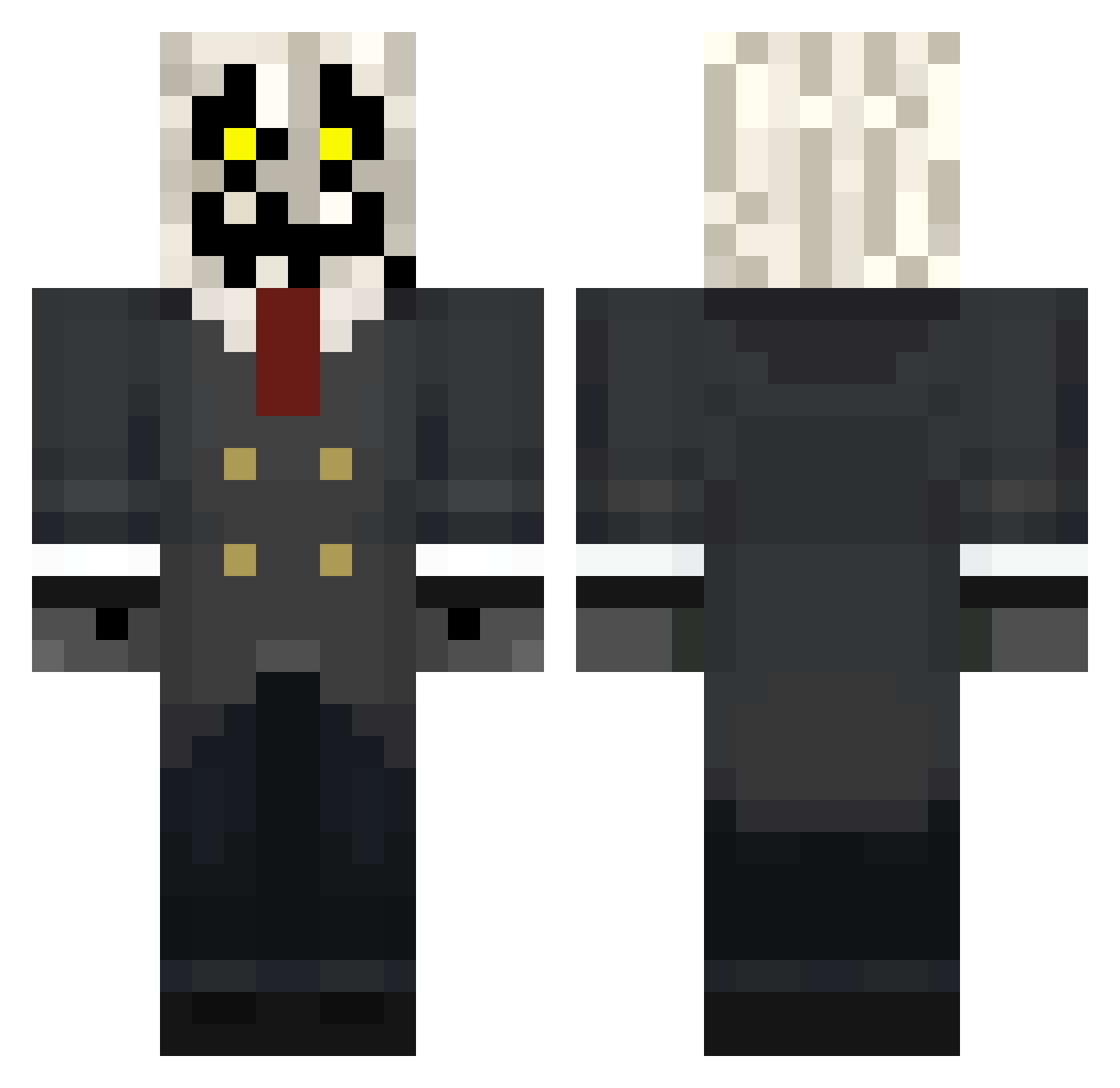 Whaleofatime309 Minecraft skin, front and back view