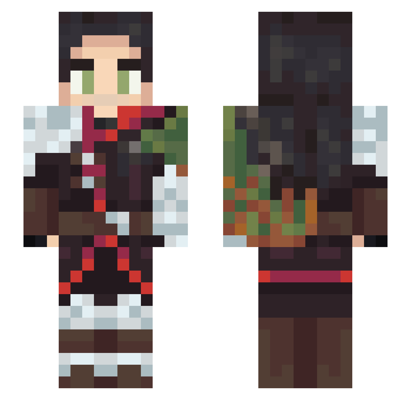 Vampireworms Minecraft skin, front and back view