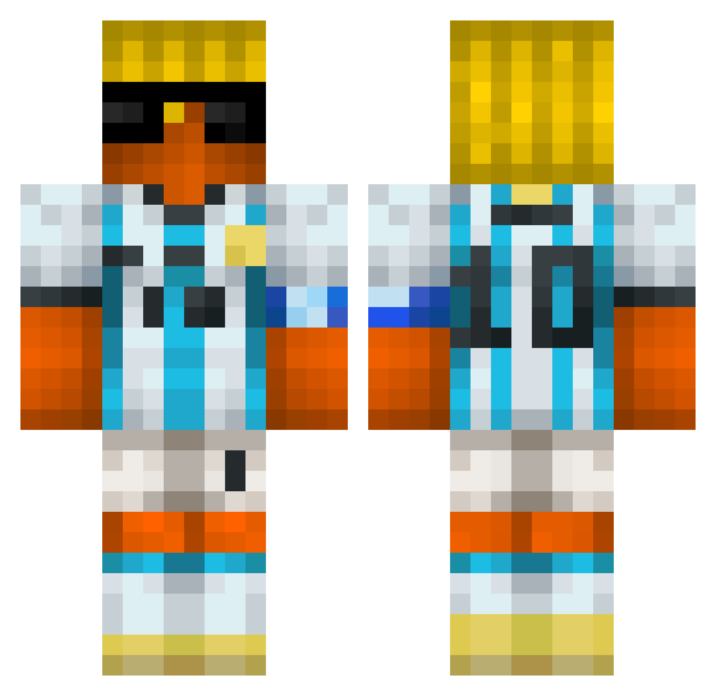 sweryx Minecraft skin, front and back view