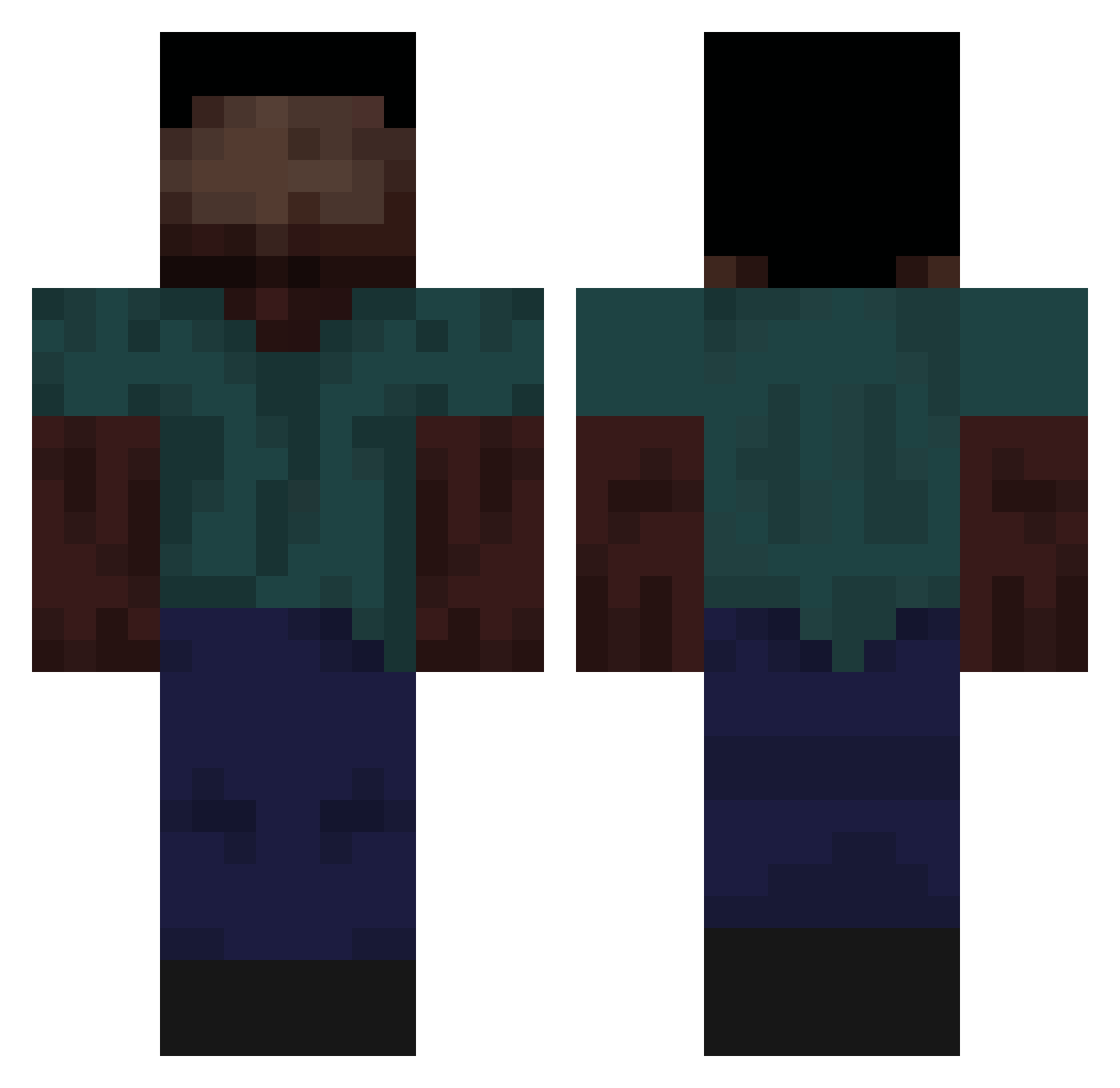WOZYw Minecraft skin, front and back view
