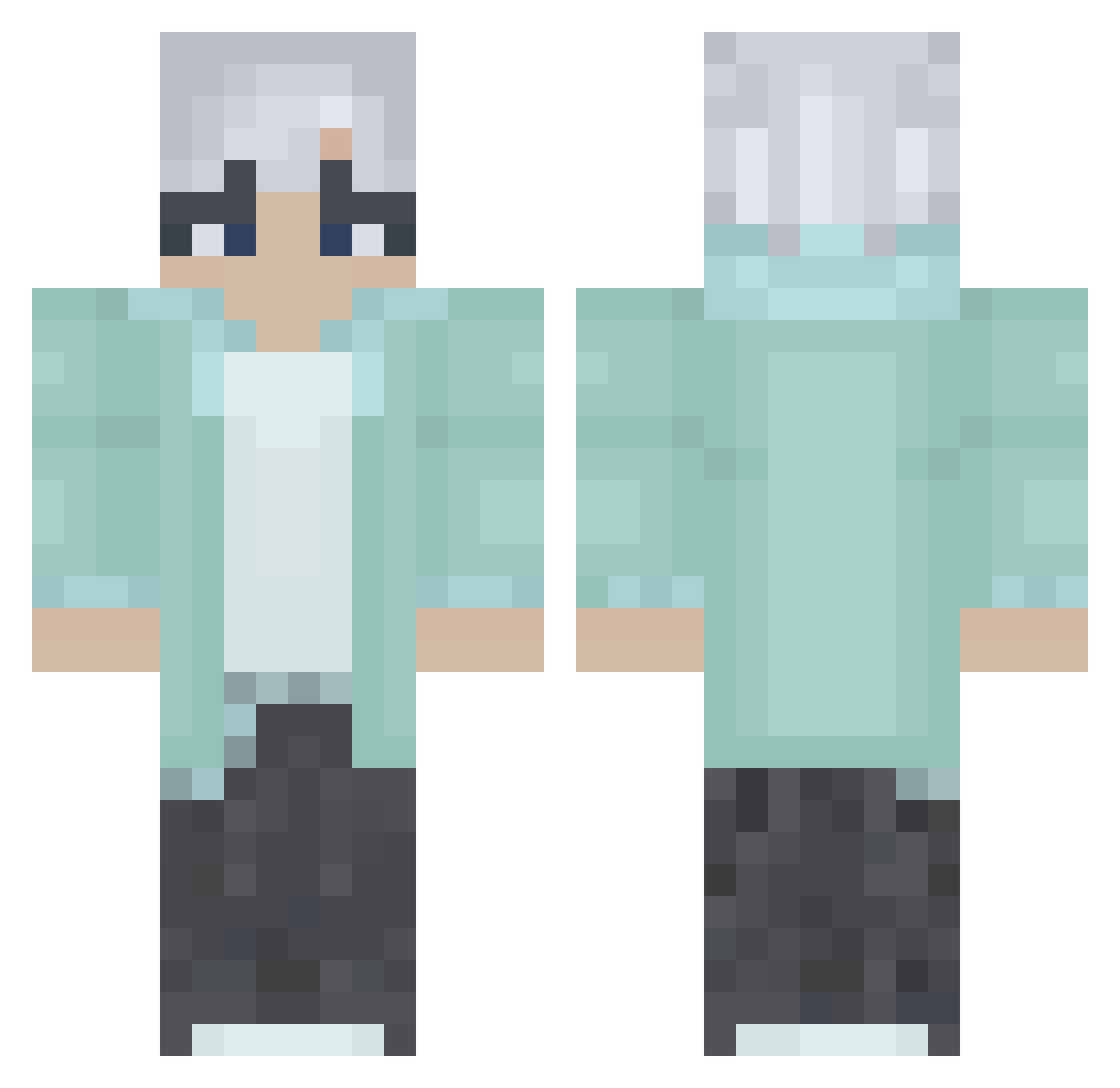 toveliz Minecraft skin, front and back view