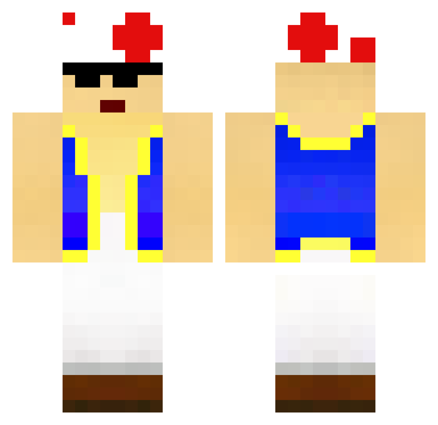 Toadtie Minecraft skin, front and back view