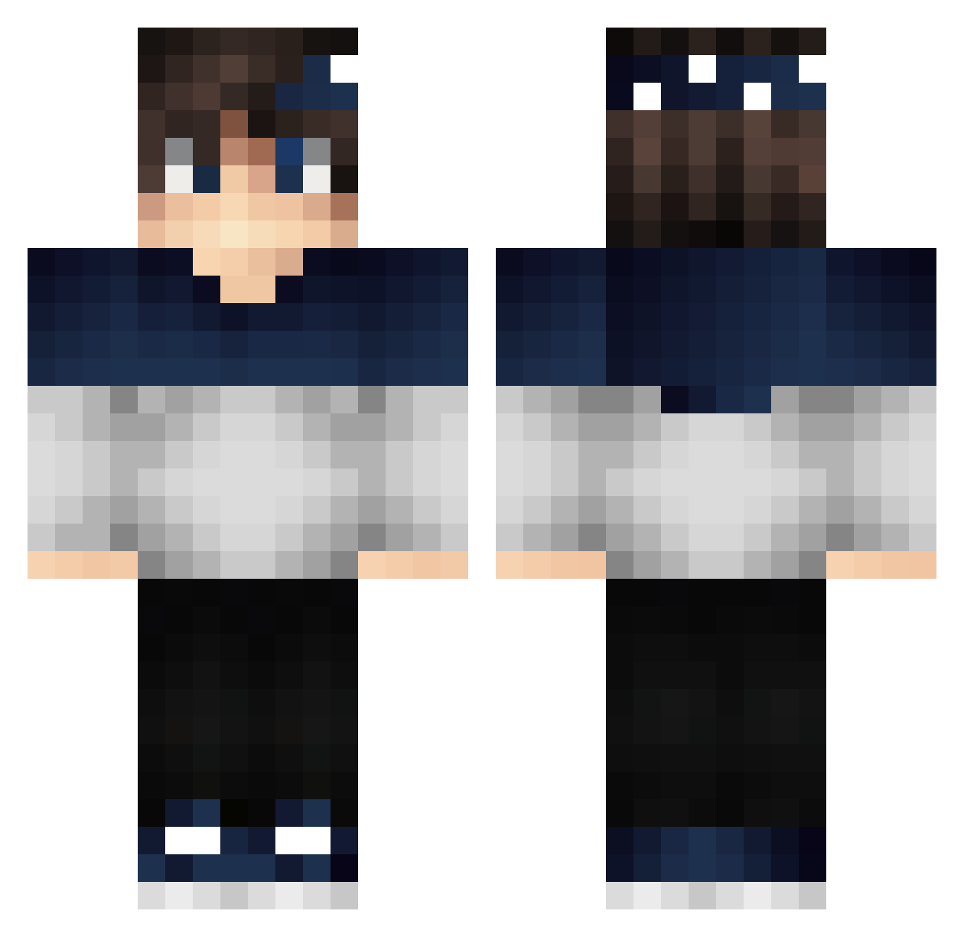 Stooped Minecraft skin, front and back view