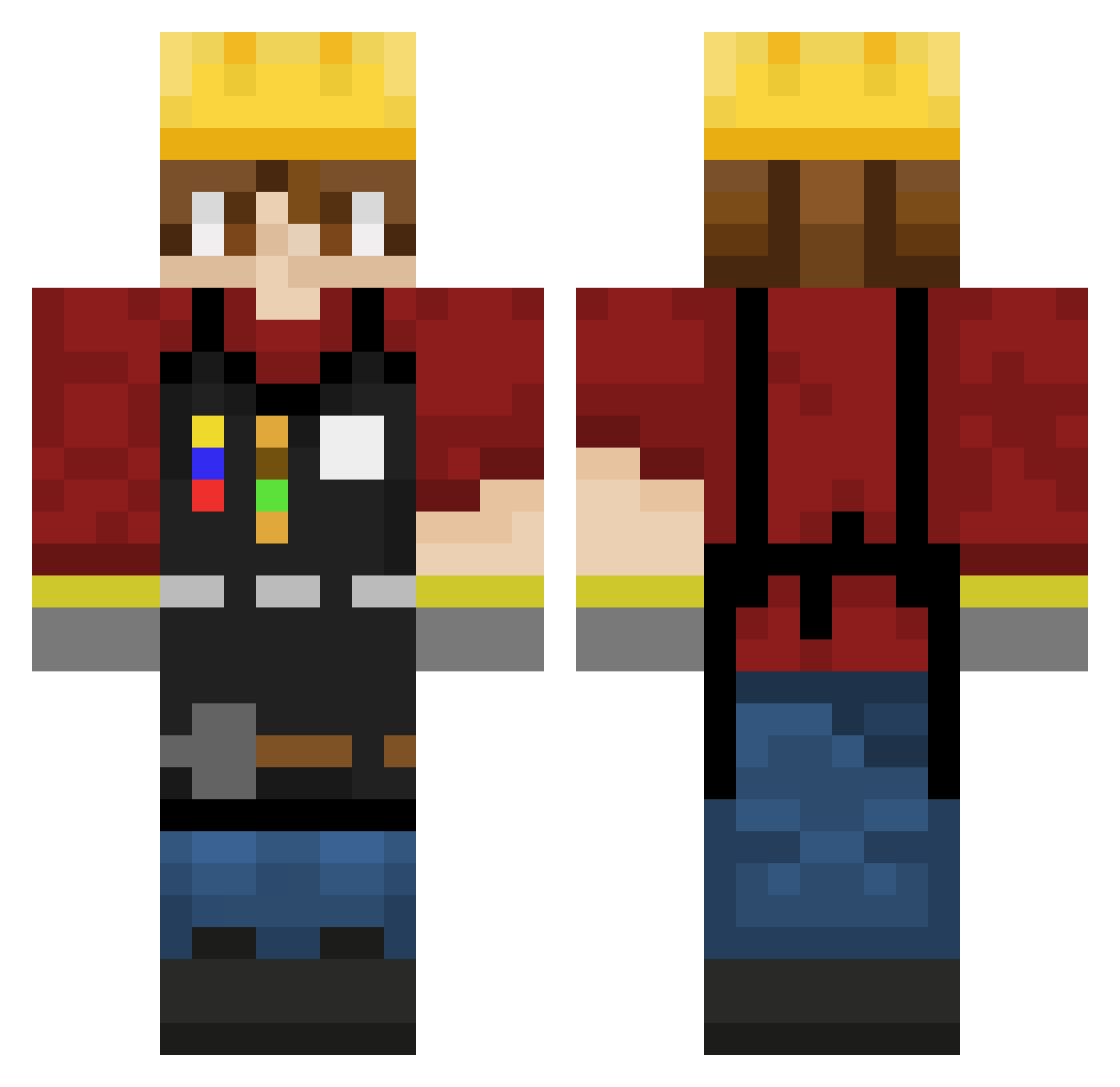 xJ4V3x Minecraft skin, front and back view