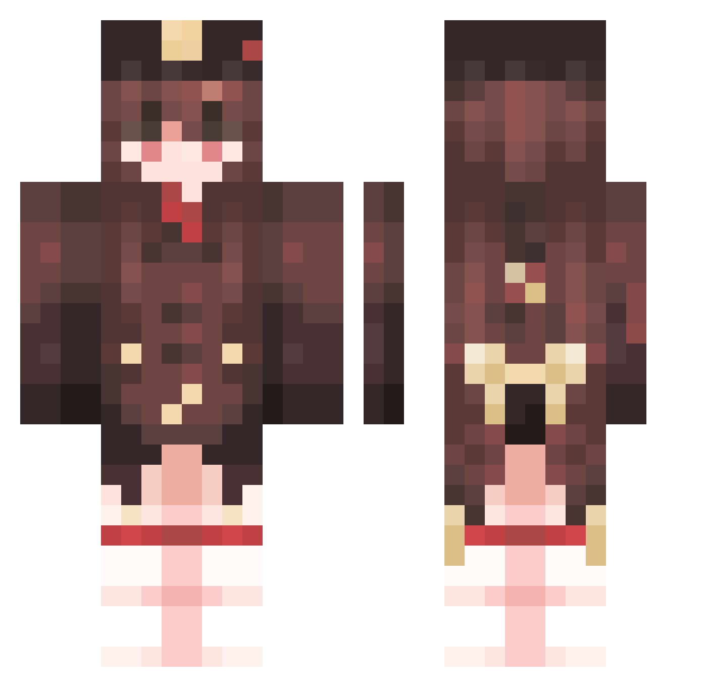 sushicantspeed Minecraft skin, front and back view