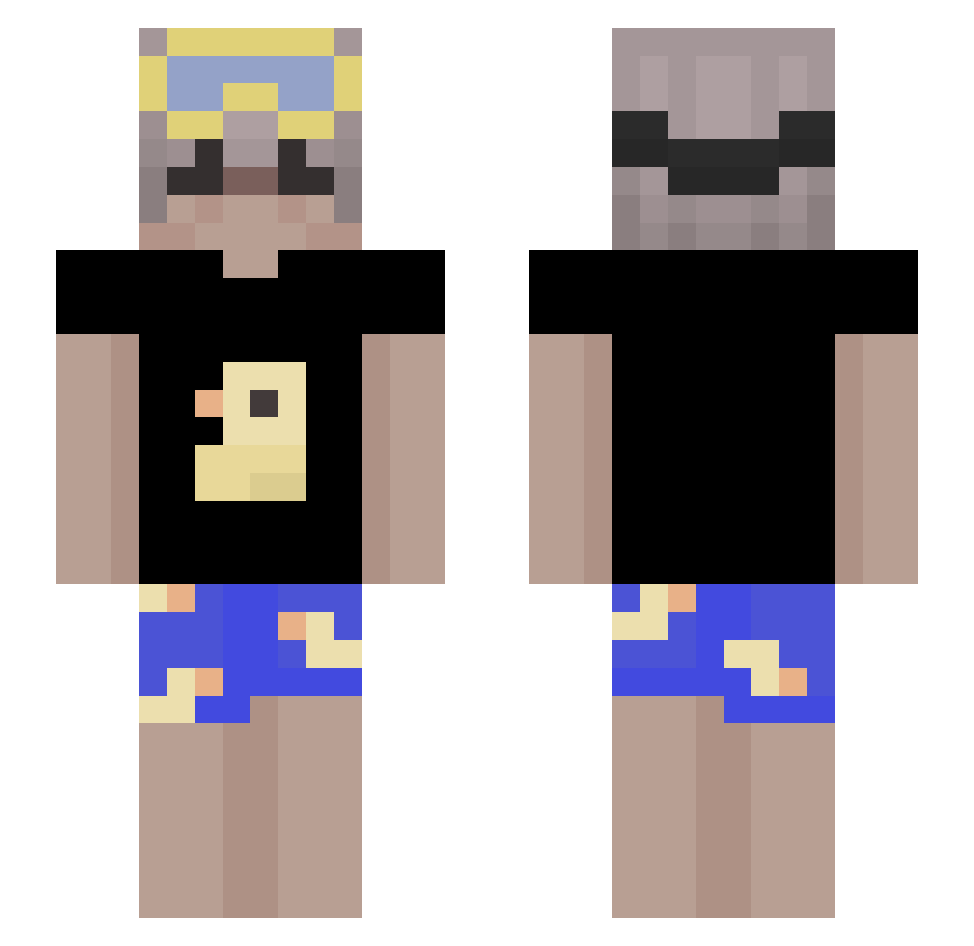 itzq78k Minecraft skin, front and back view