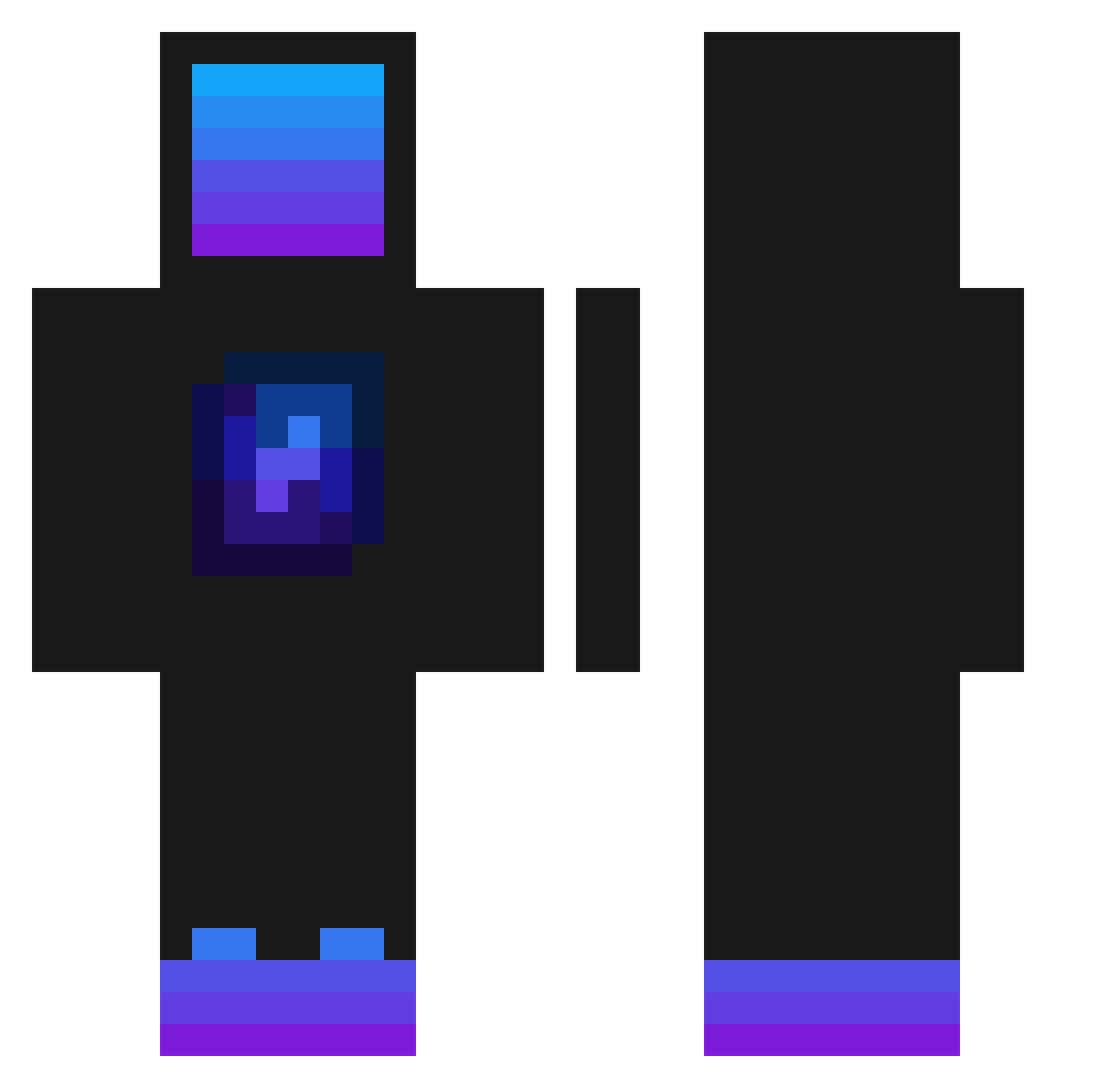 Warnes76 Minecraft skin, front and back view