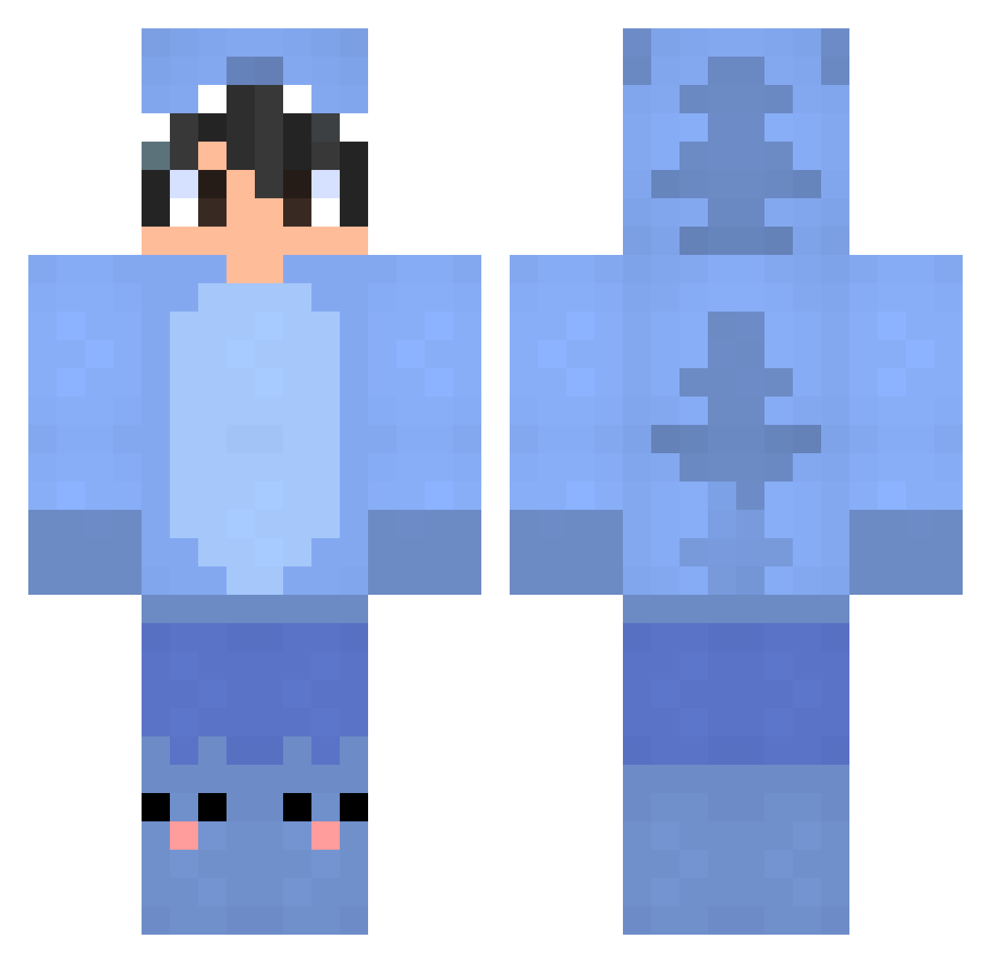 Yadesune0 Minecraft skin, front and back view