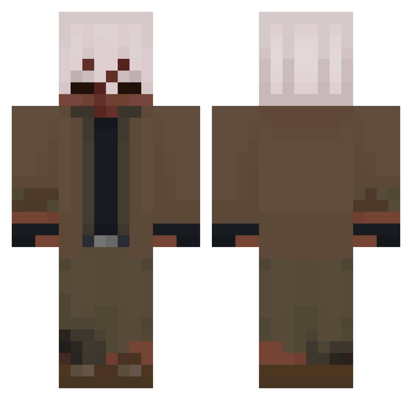 Codabra Minecraft skin, front and back view