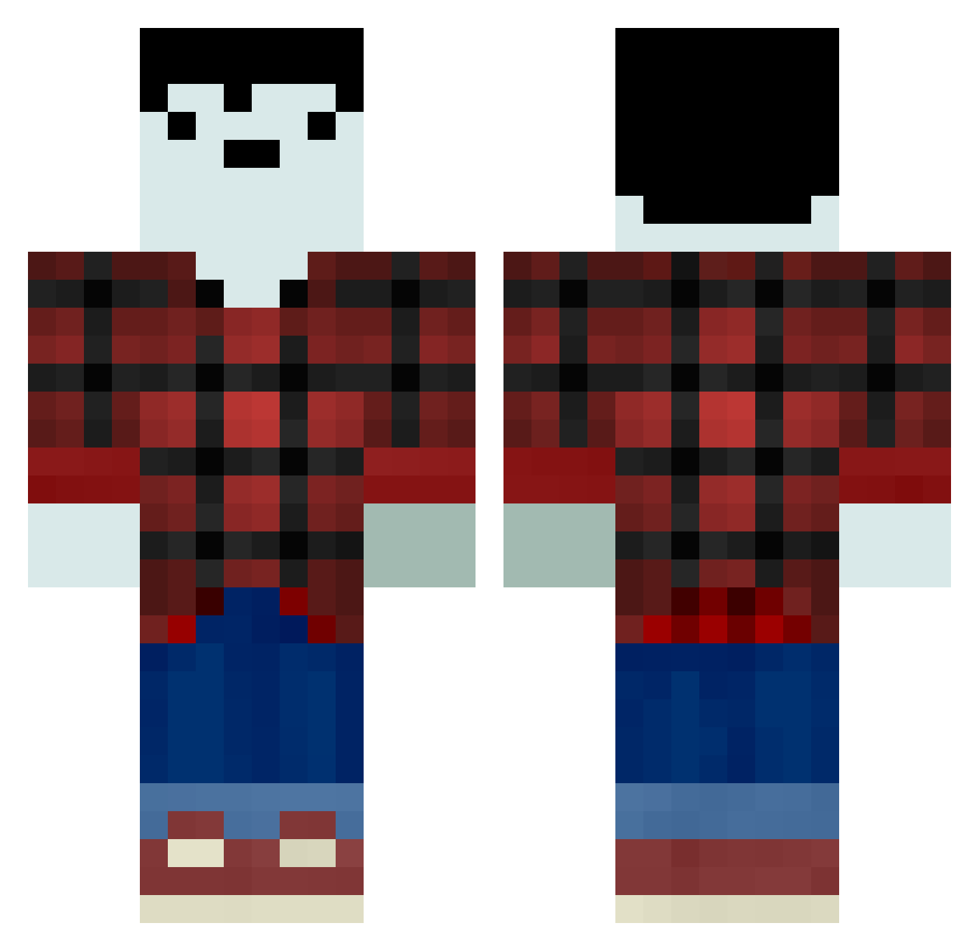 BBxRobbie Minecraft skin, front and back view