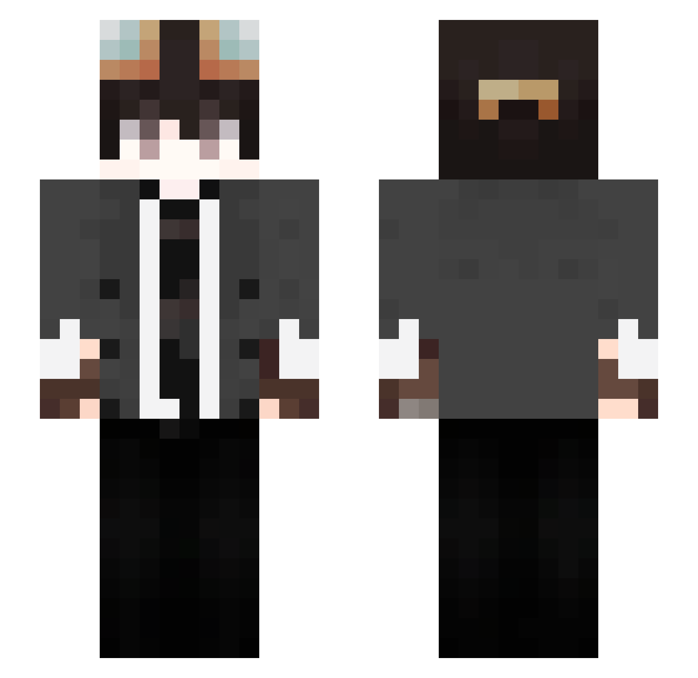 Sneow Minecraft skin, front and back view