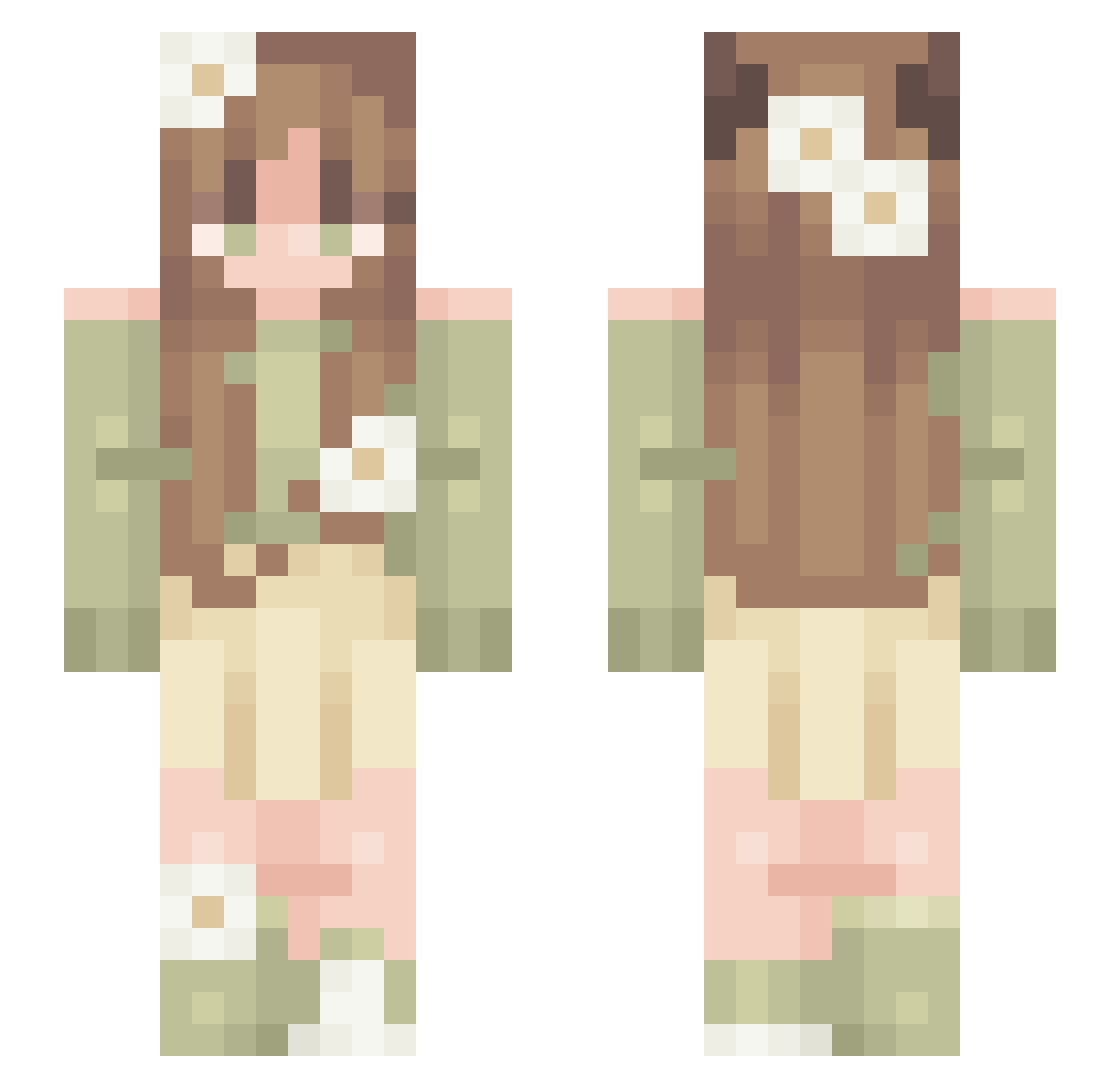 XmorgX Minecraft skin, front and back view