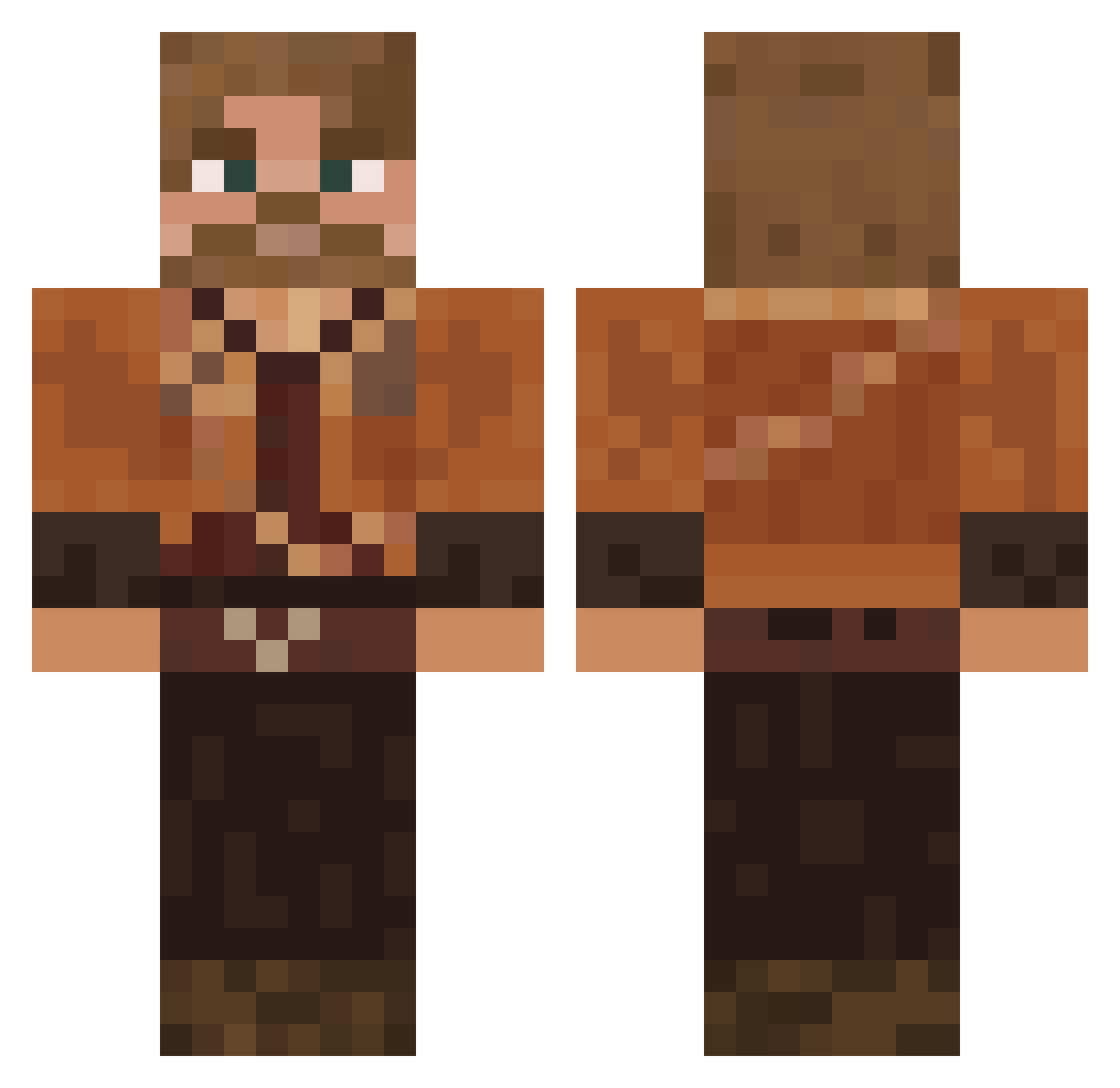 Welmish Minecraft skin, front and back view