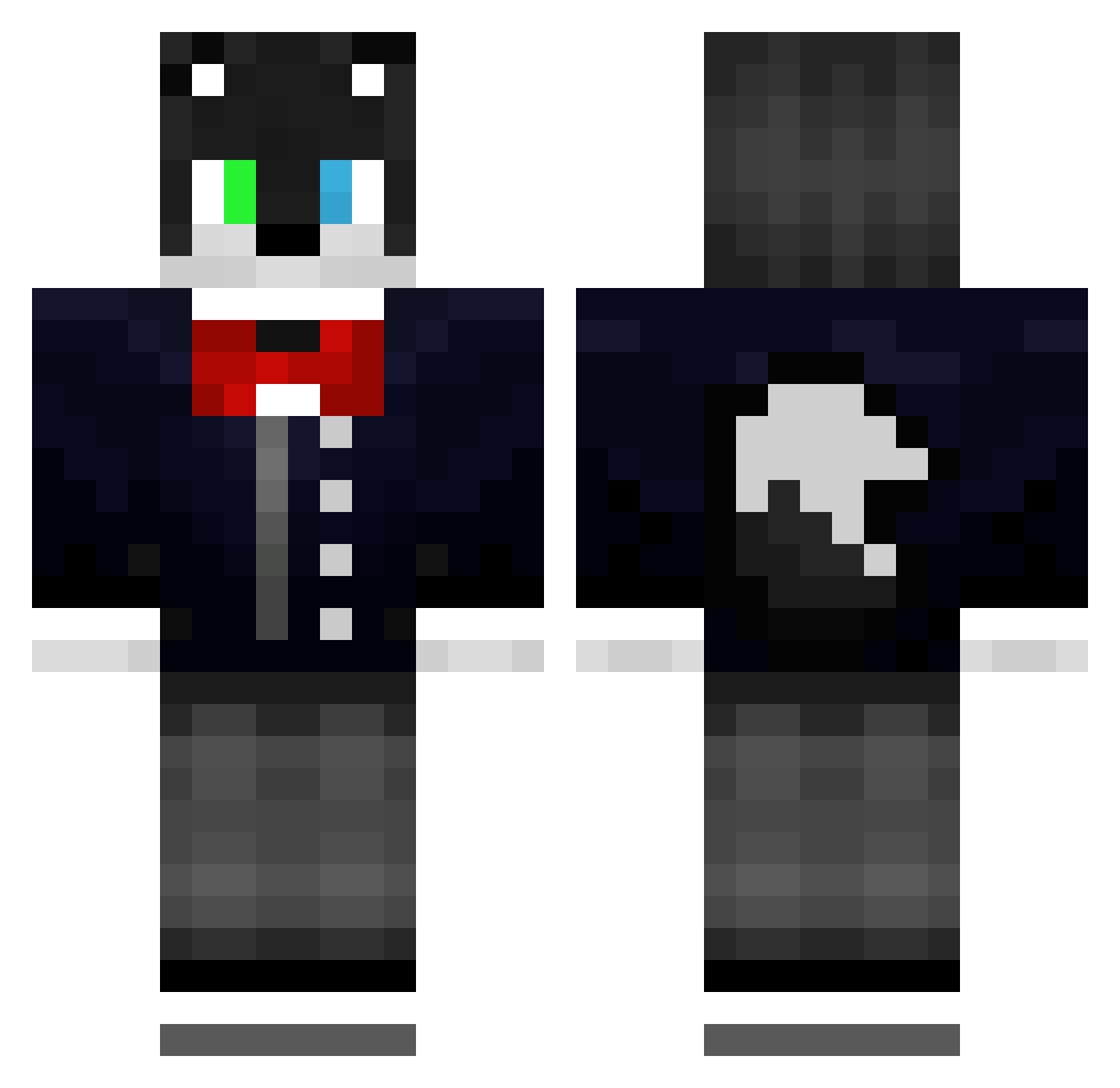 CaptainRockyFur Minecraft skin, front and back view