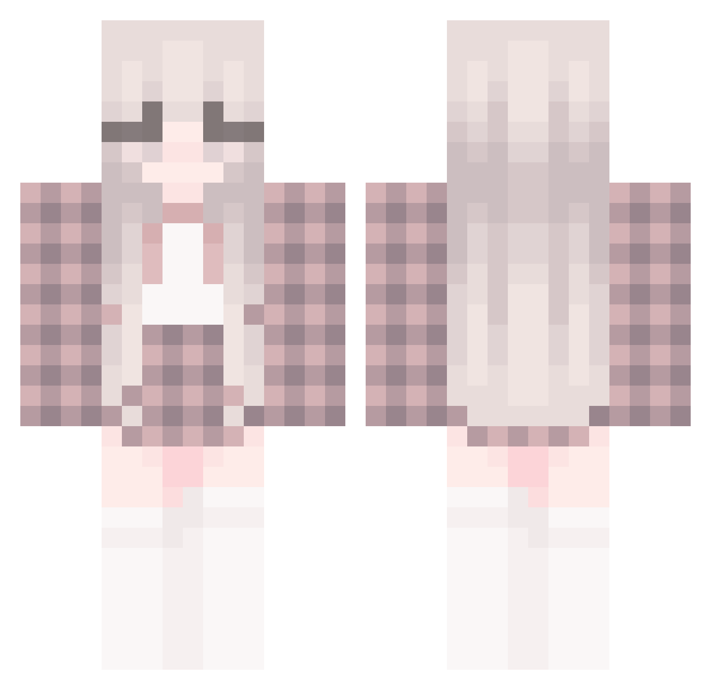 Prare Minecraft skin, front and back view