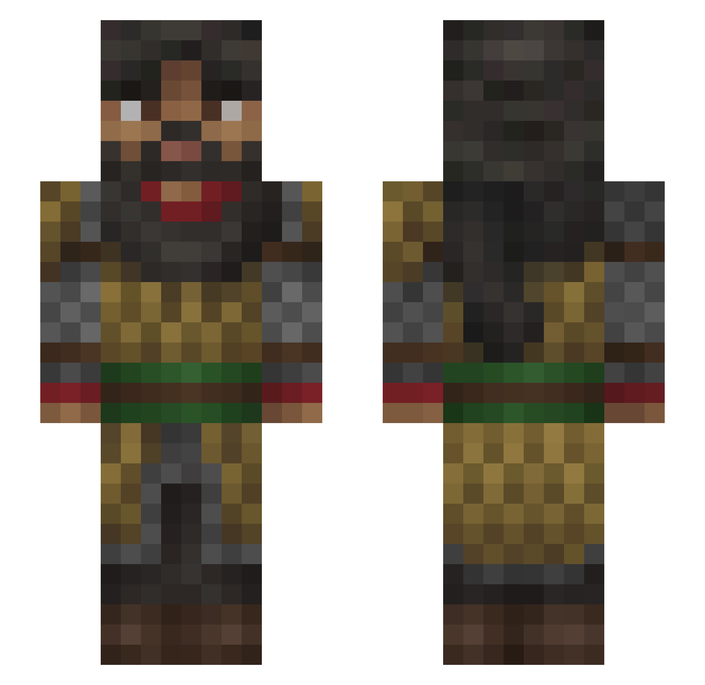TrekkersKieken Minecraft skin, front and back view