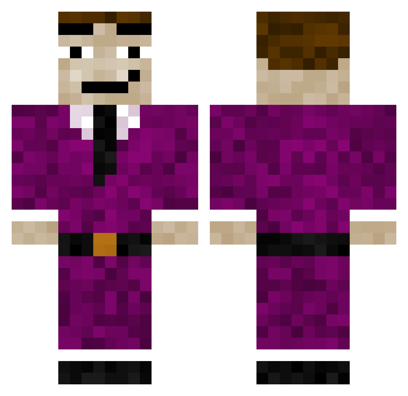 nick64F Minecraft skin, front and back view