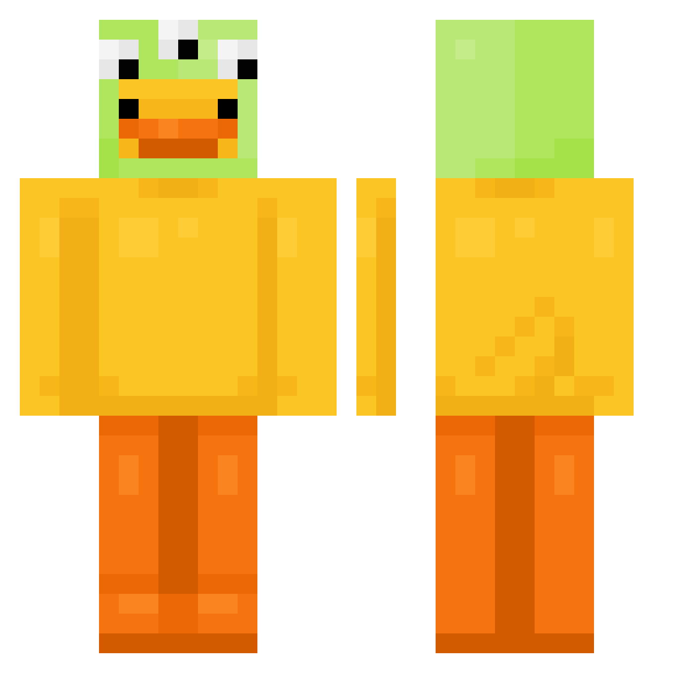 Alien074 Minecraft skin, front and back view