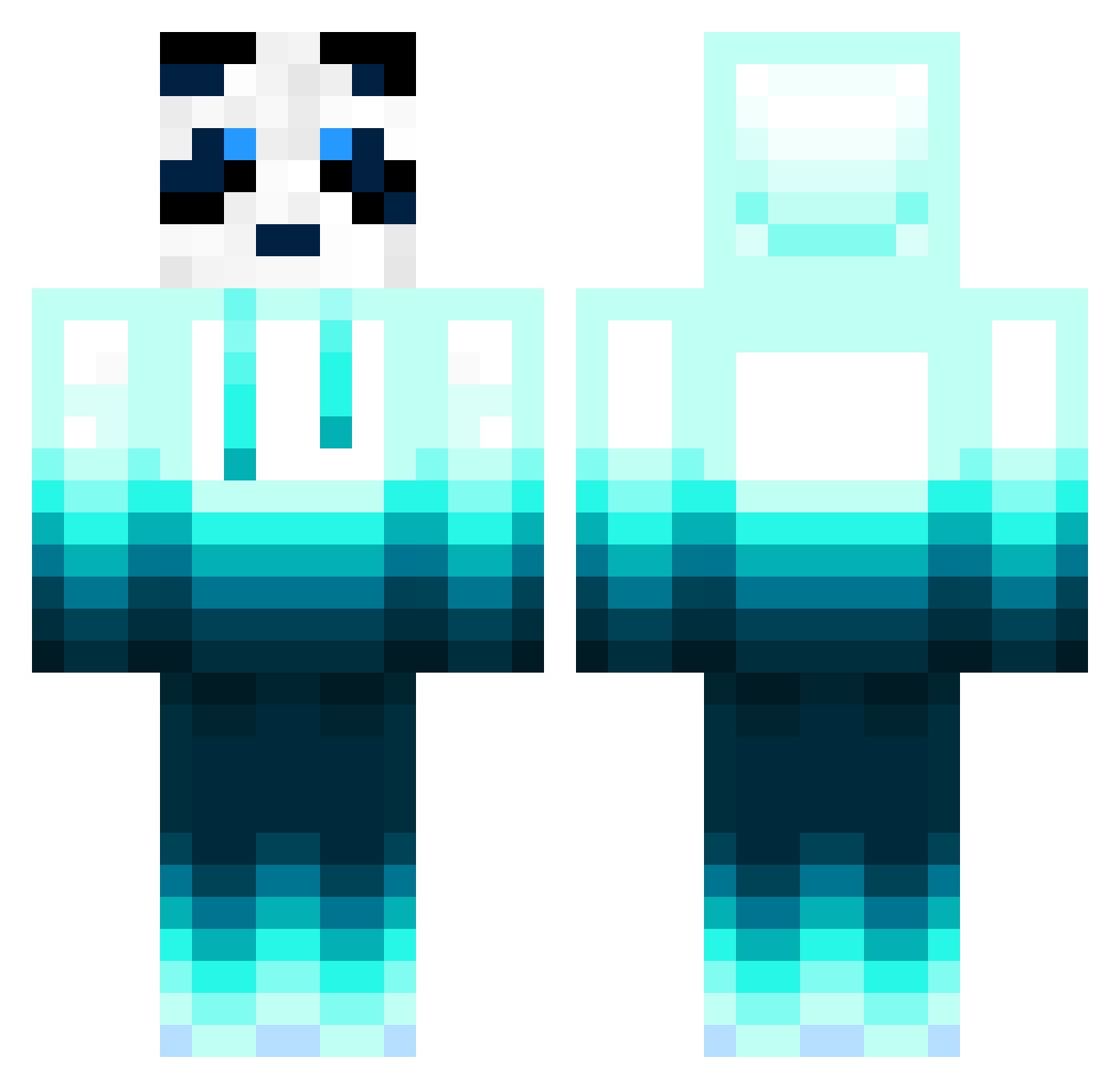MethodicCake69 Minecraft skin, front and back view