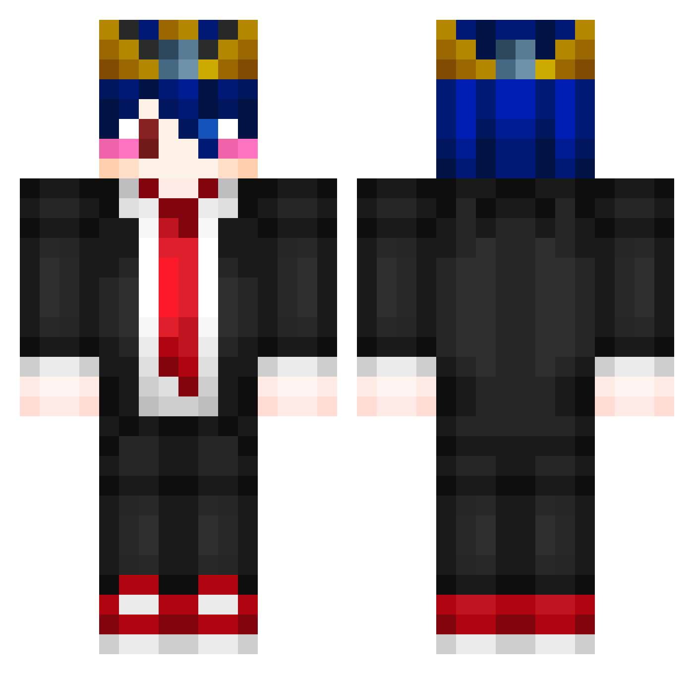 BlackmagicEZ Minecraft skin, front and back view