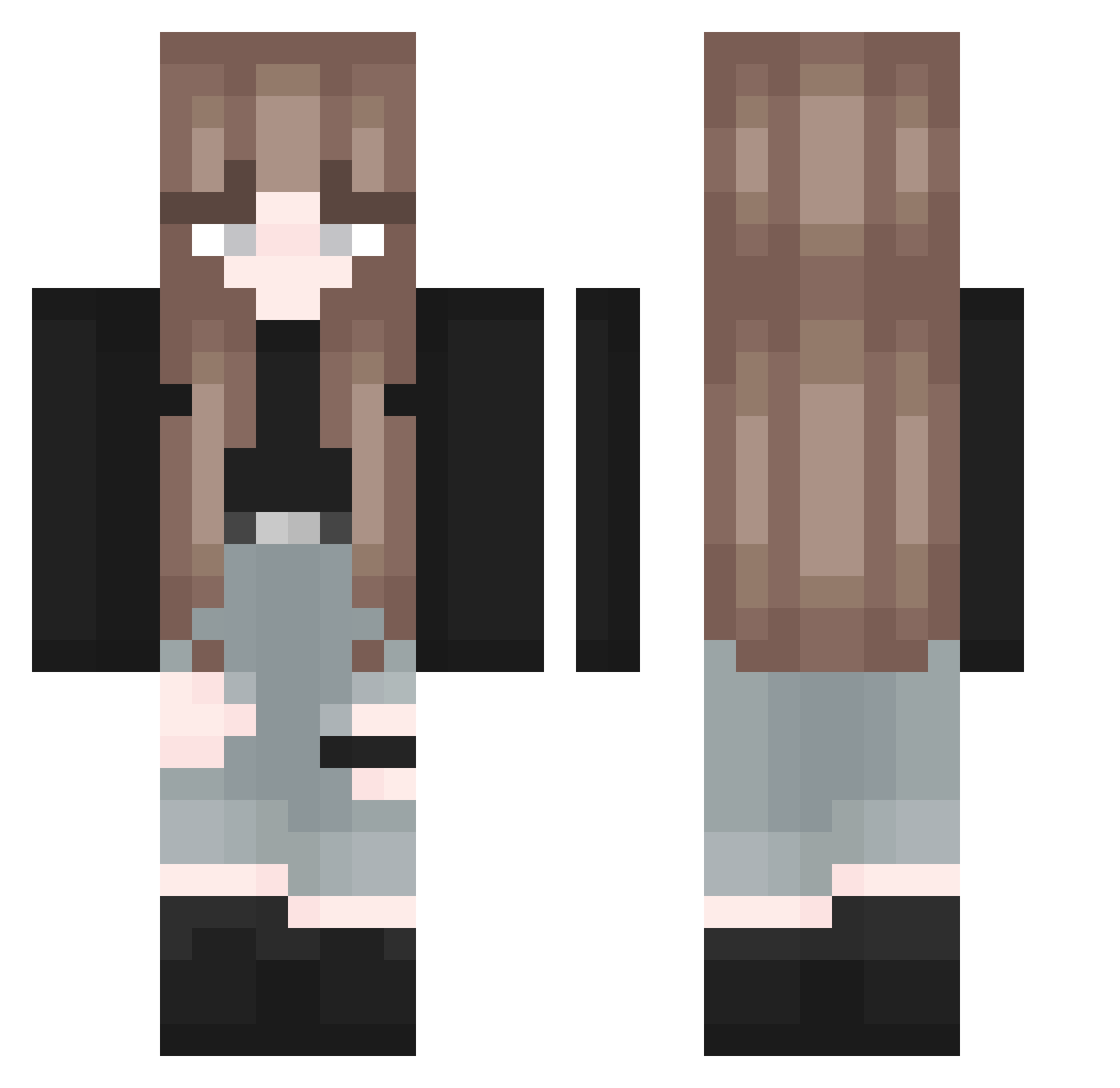 ZesKaOnTheFlux Minecraft skin, front and back view