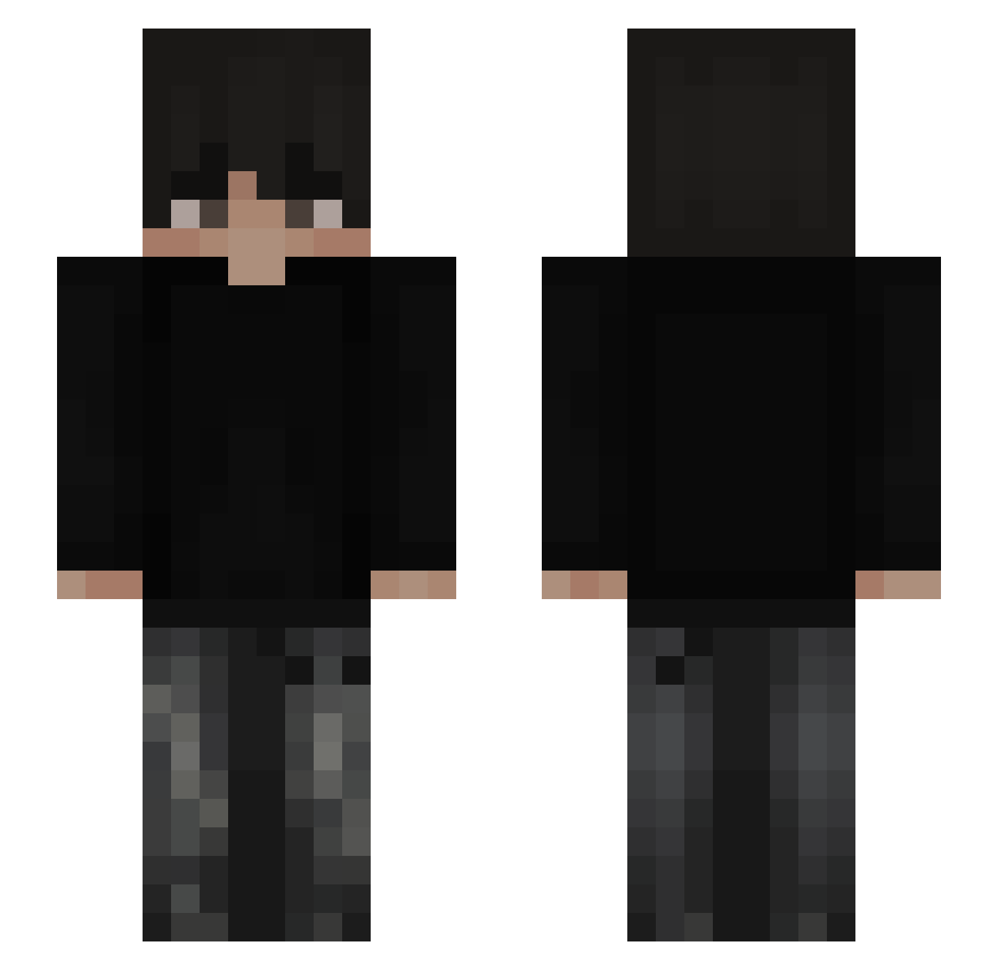 quevrixx Minecraft skin, front and back view