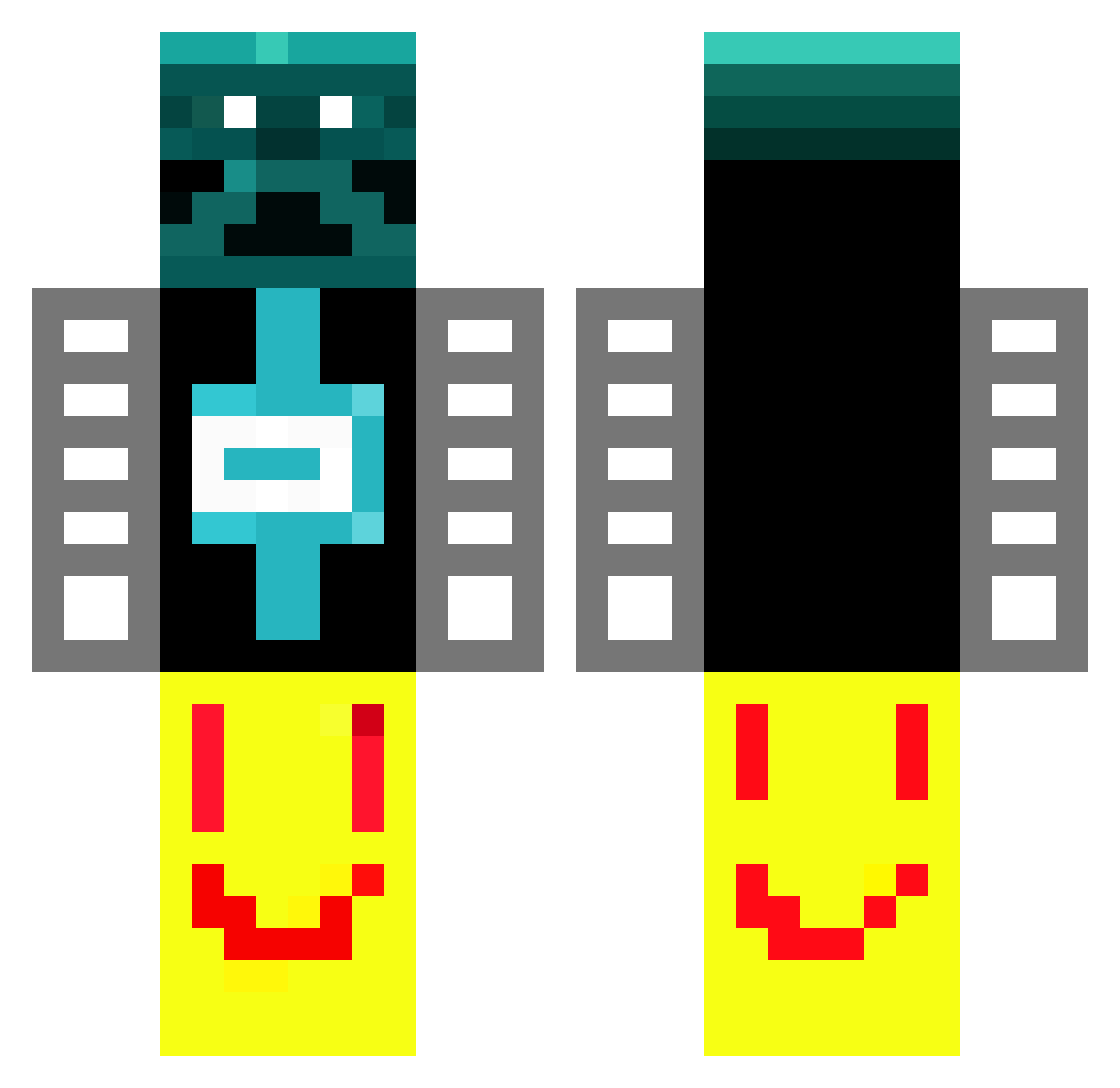Greenguminprison Minecraft skin, front and back view