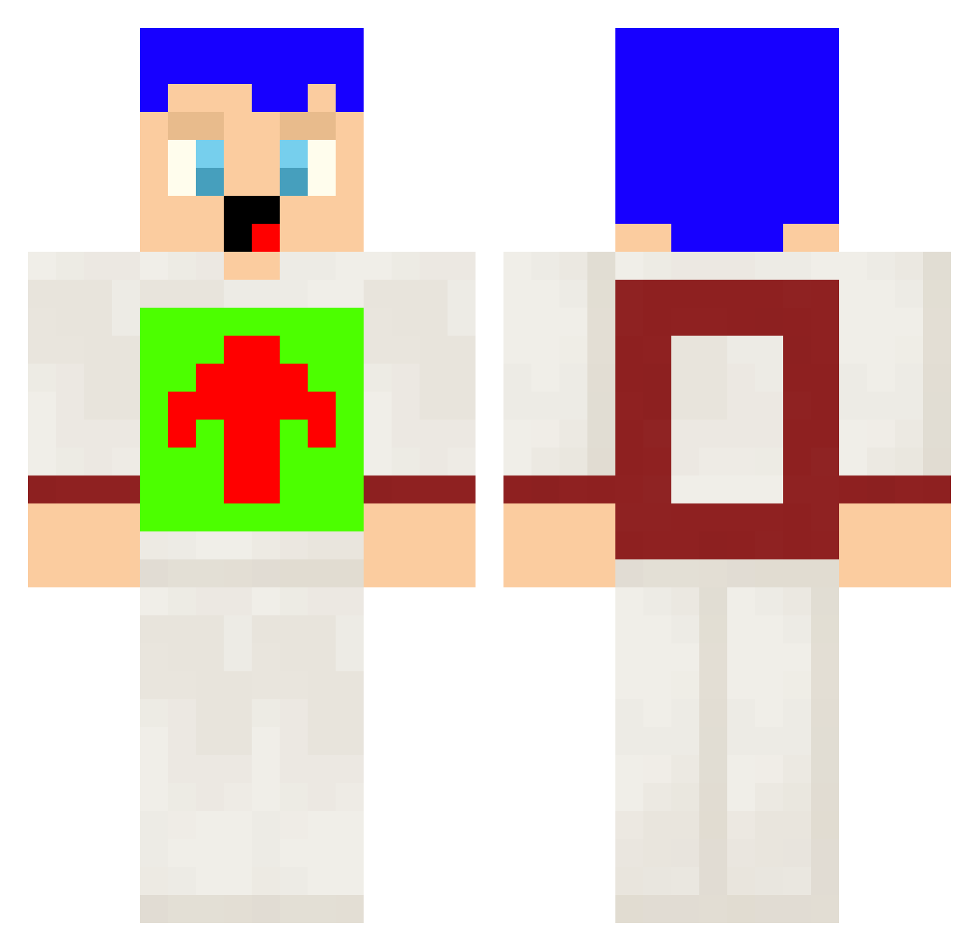 PoldsSlippers Minecraft skin, front and back view