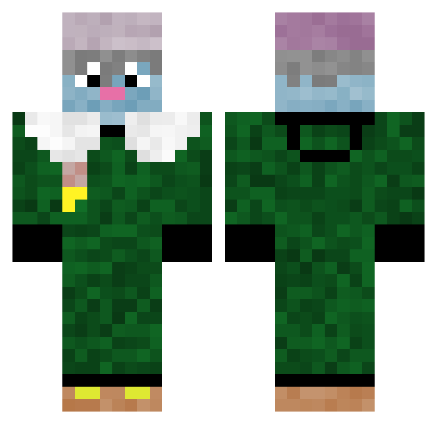 Wombotwon Minecraft skin, front and back view