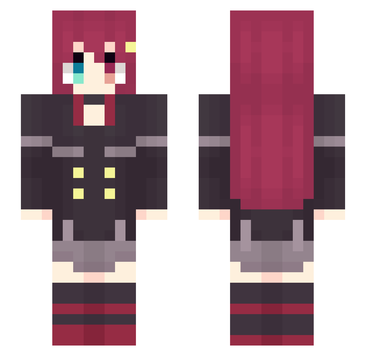 demurring Minecraft skin, front and back view