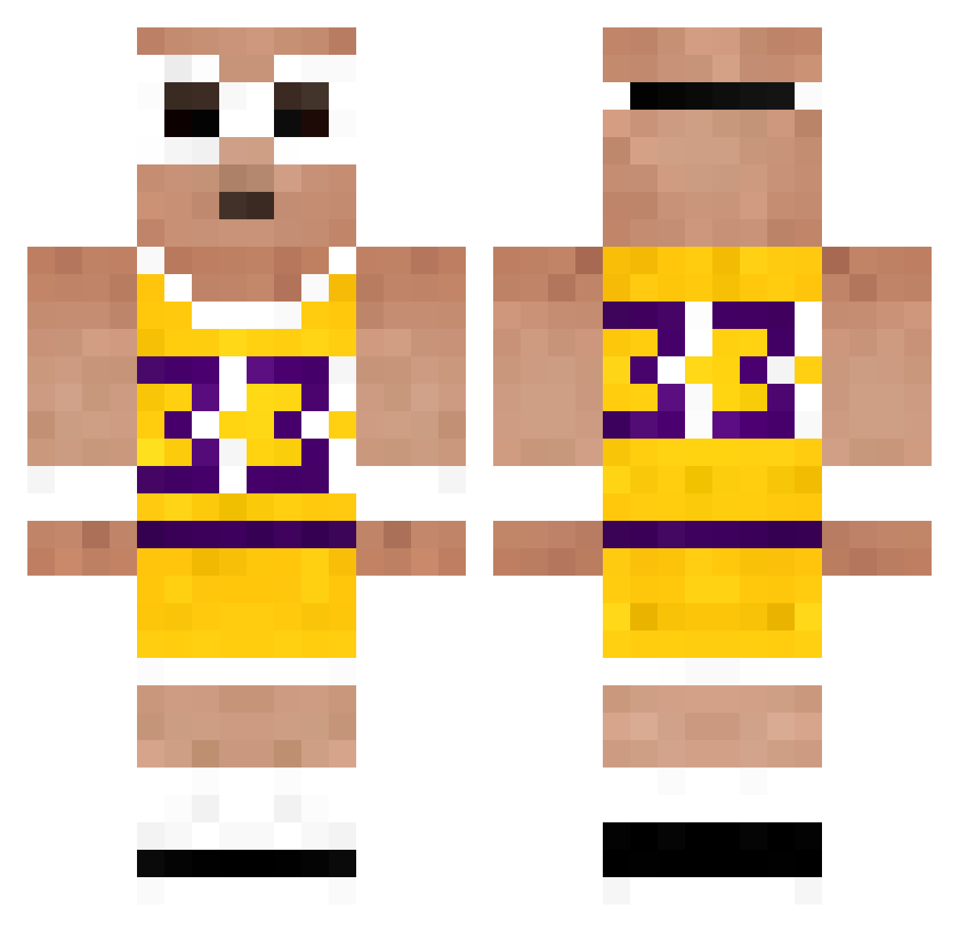 sinsSLOTH Minecraft skin, front and back view
