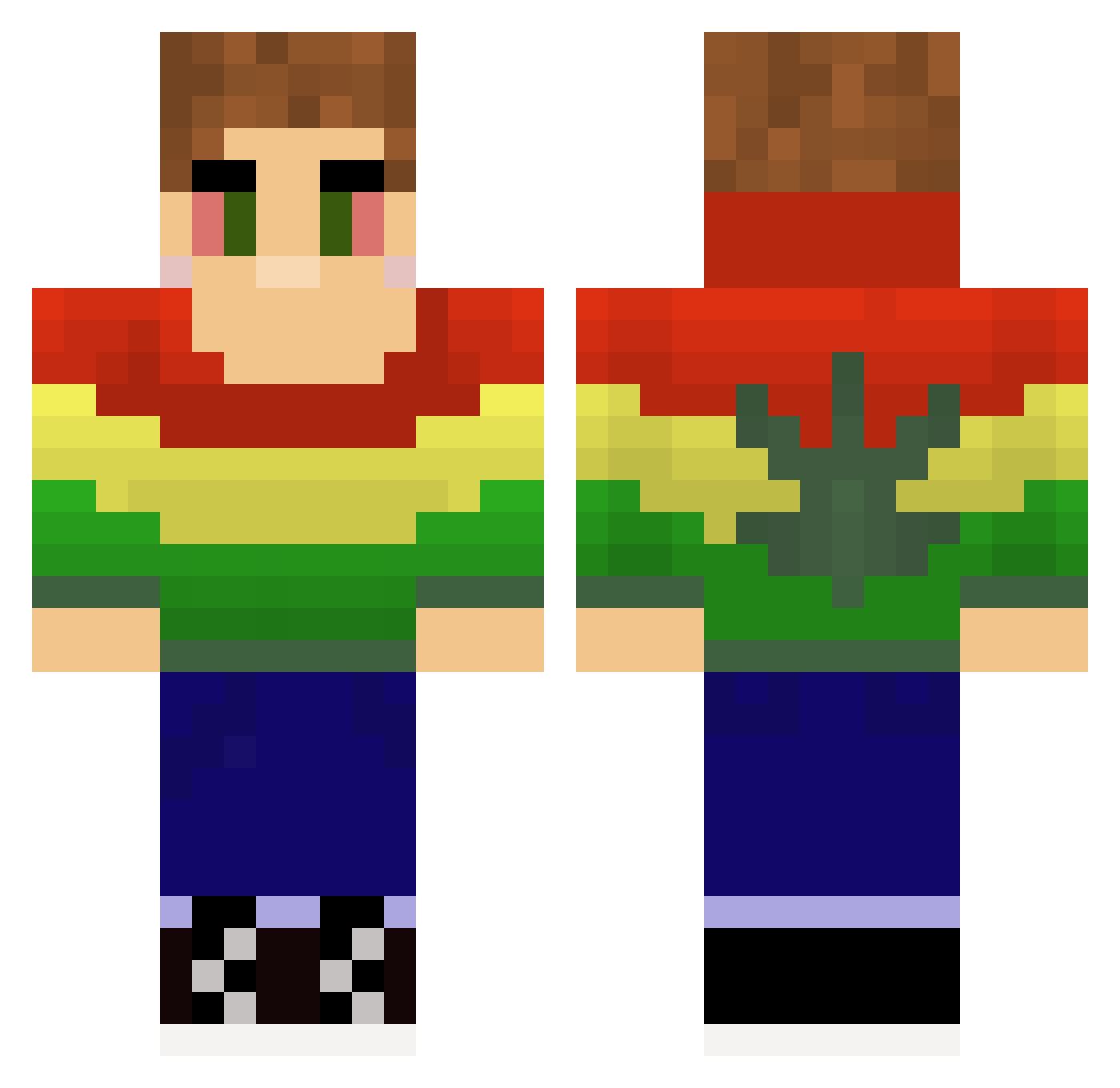 PowderedGolem Minecraft skin, front and back view