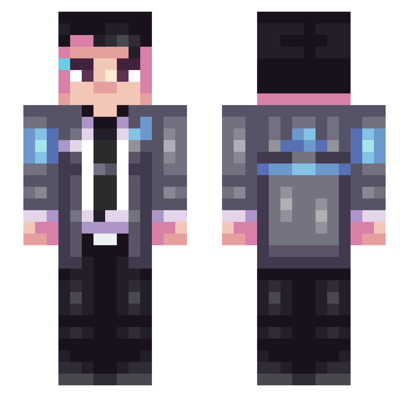 OmChAb16 Minecraft skin, front and back view