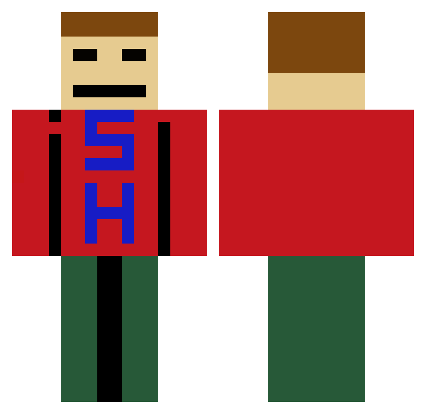 swineherd Minecraft skin, front and back view