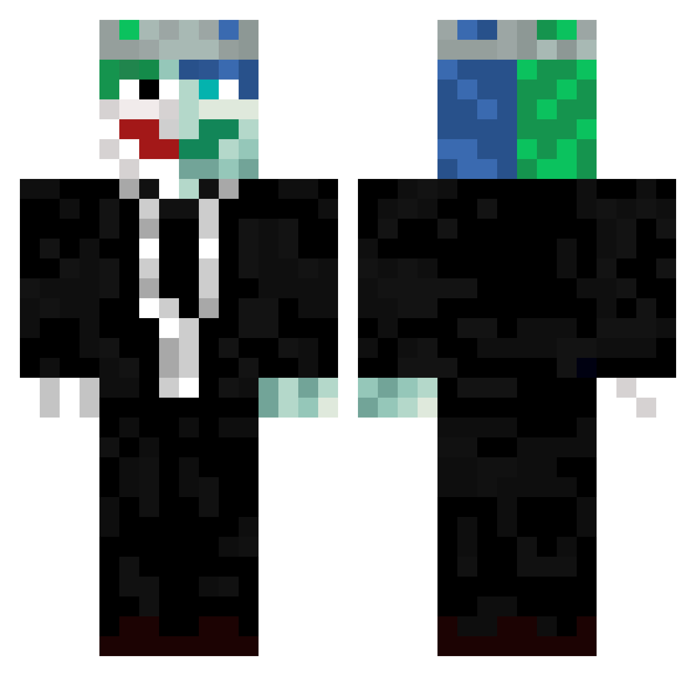 subxw Minecraft skin, front and back view