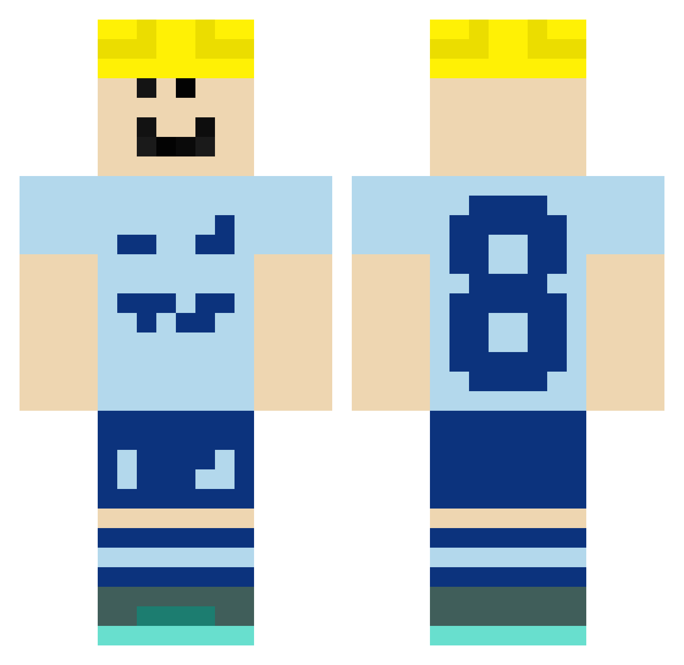Dxvd Minecraft skin, front and back view