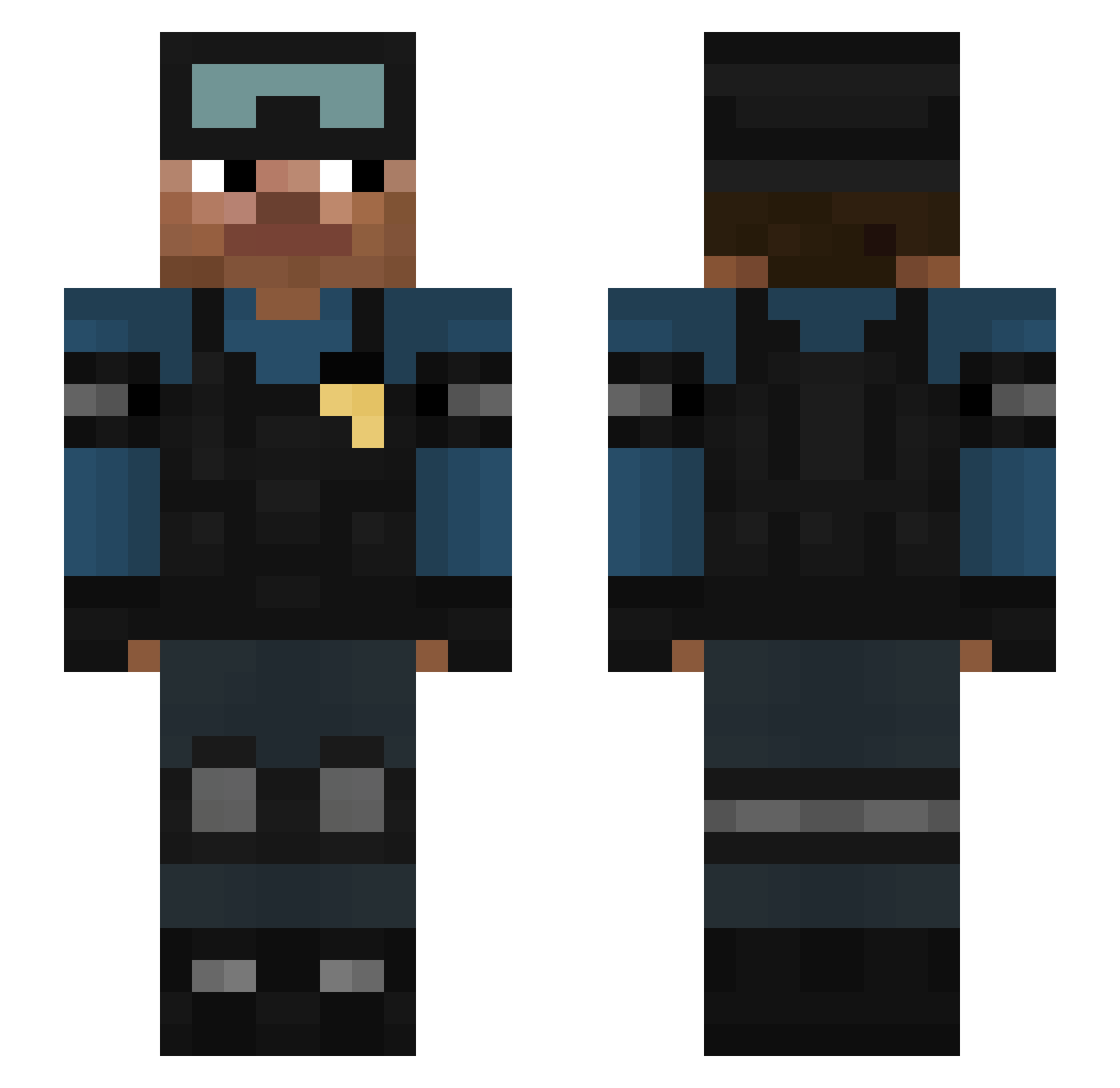 Aidjn Minecraft skin, front and back view