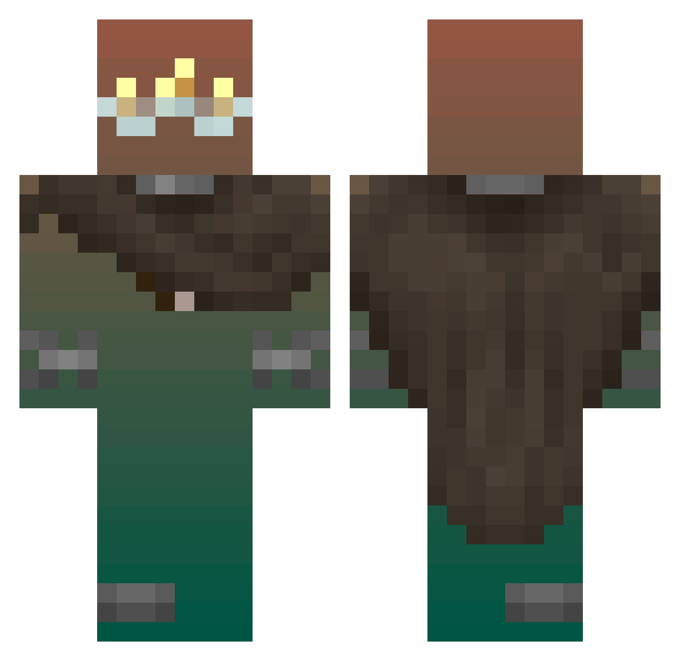 GlassCafe Minecraft skin, front and back view