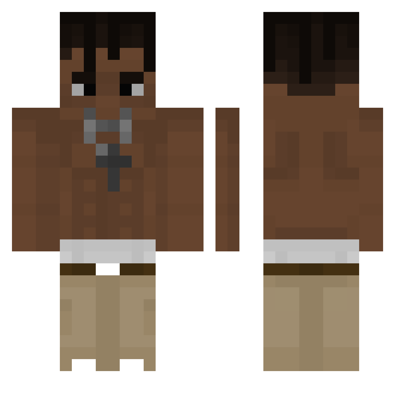 ubxrges Minecraft skin, front and back view
