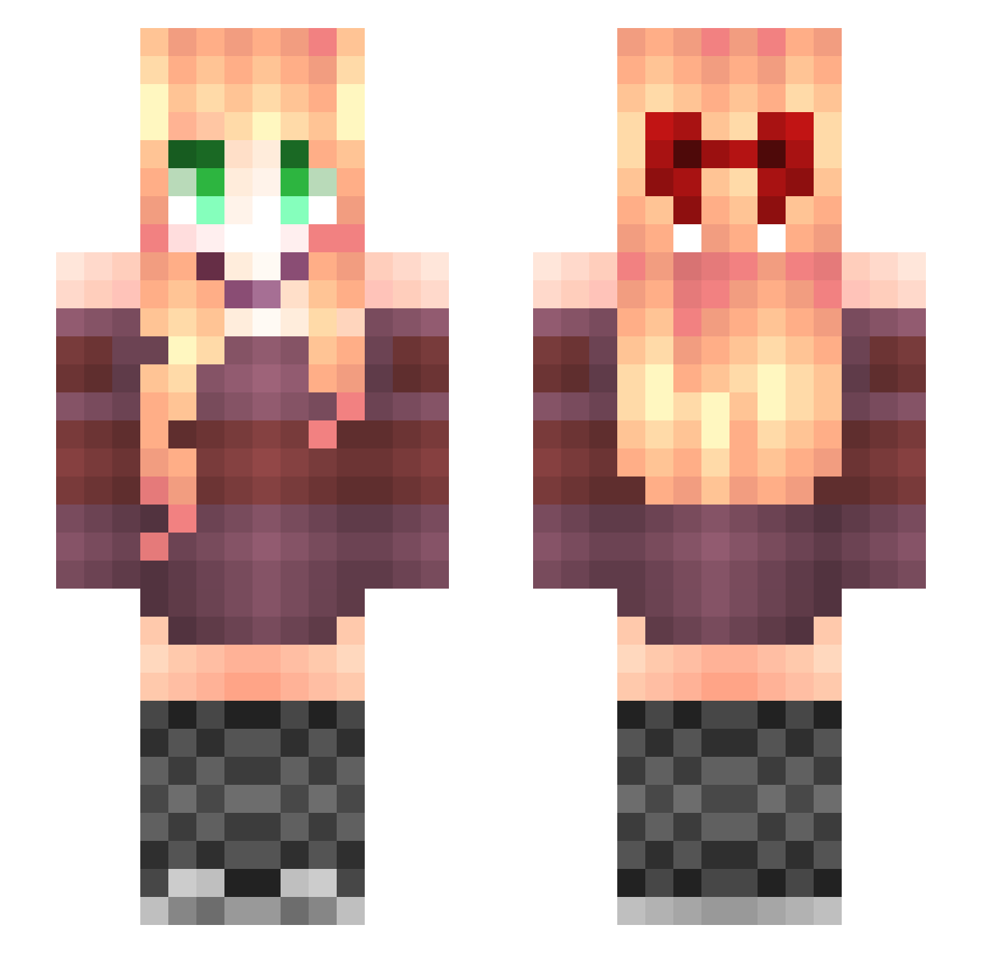 Unwavering Minecraft skin, front and back view