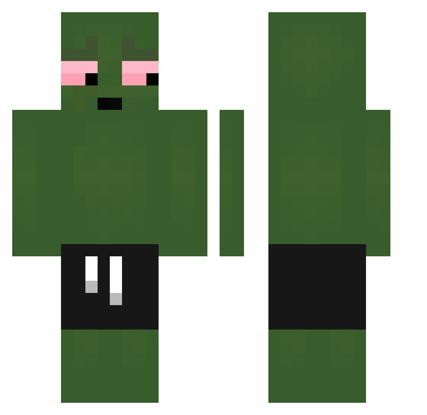 Plantar Minecraft skin, front and back view