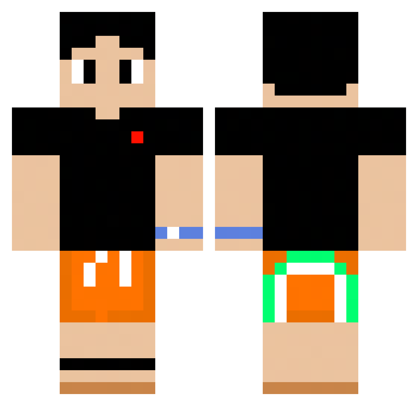 Pmm1 Minecraft skin, front and back view