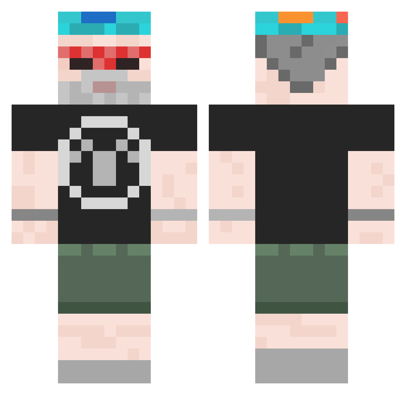 DarkSalami Minecraft skin, front and back view