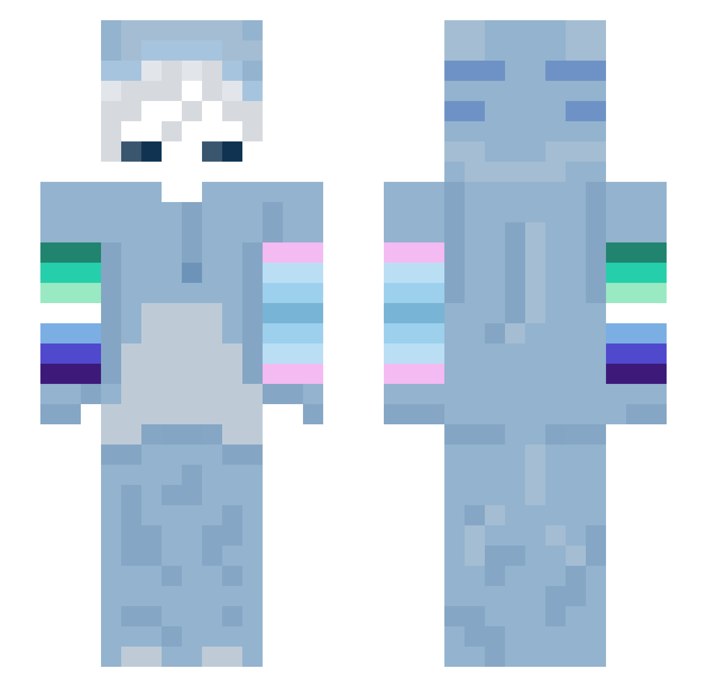 ImAGayShark86 Minecraft skin, front and back view