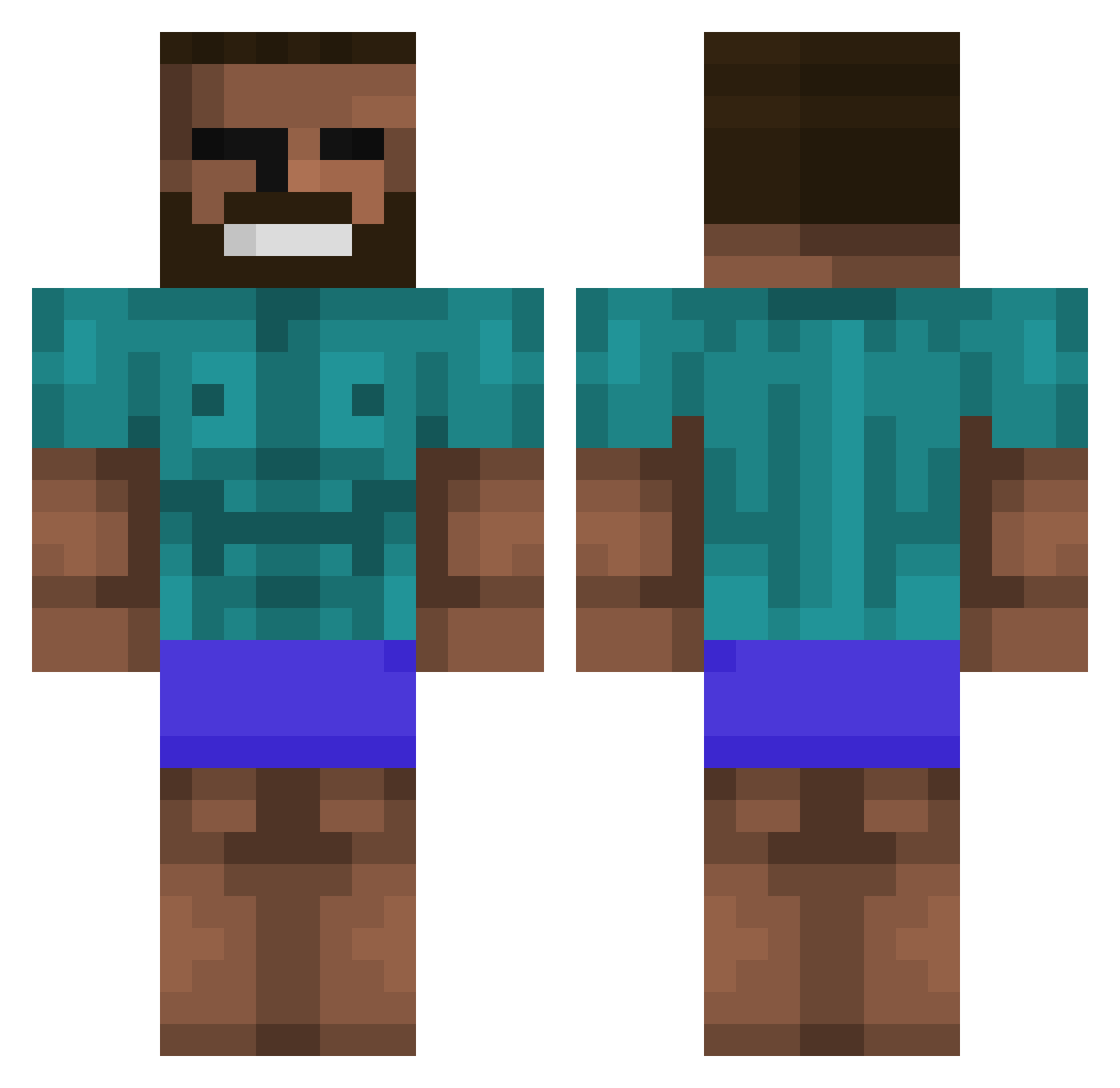 RocketLeague1234 Minecraft skin, front and back view