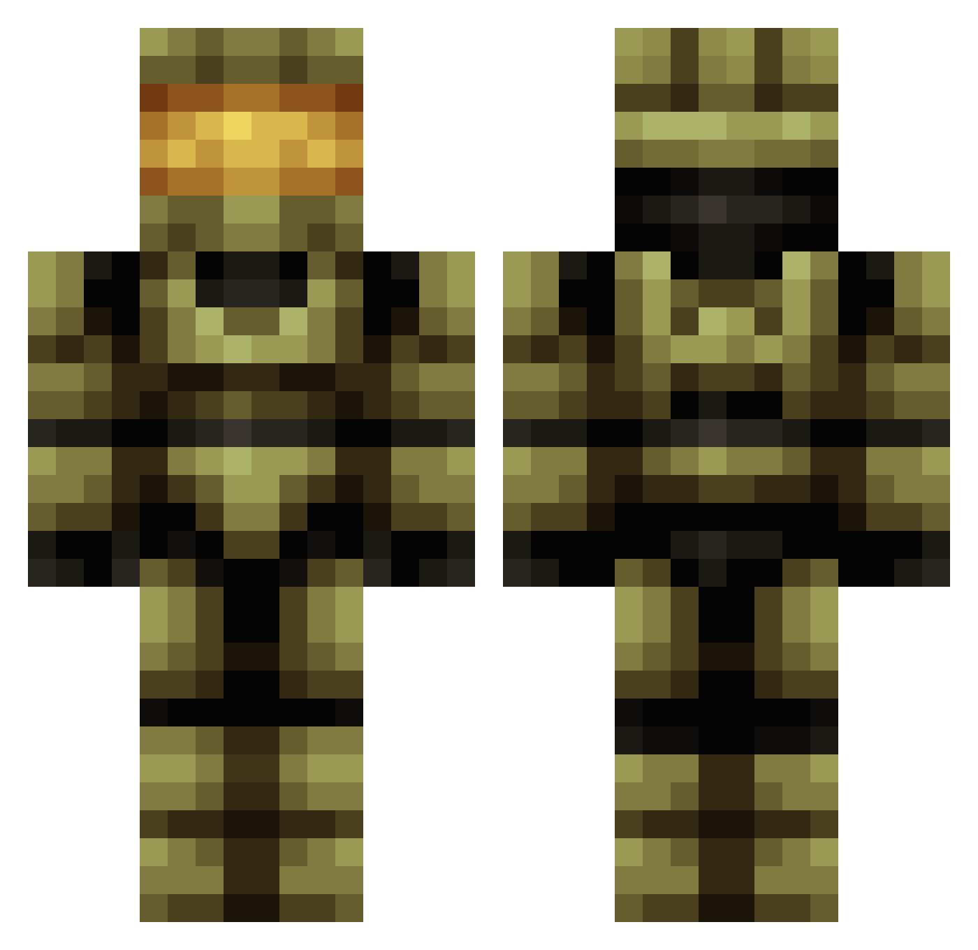 DieBibel Minecraft skin, front and back view