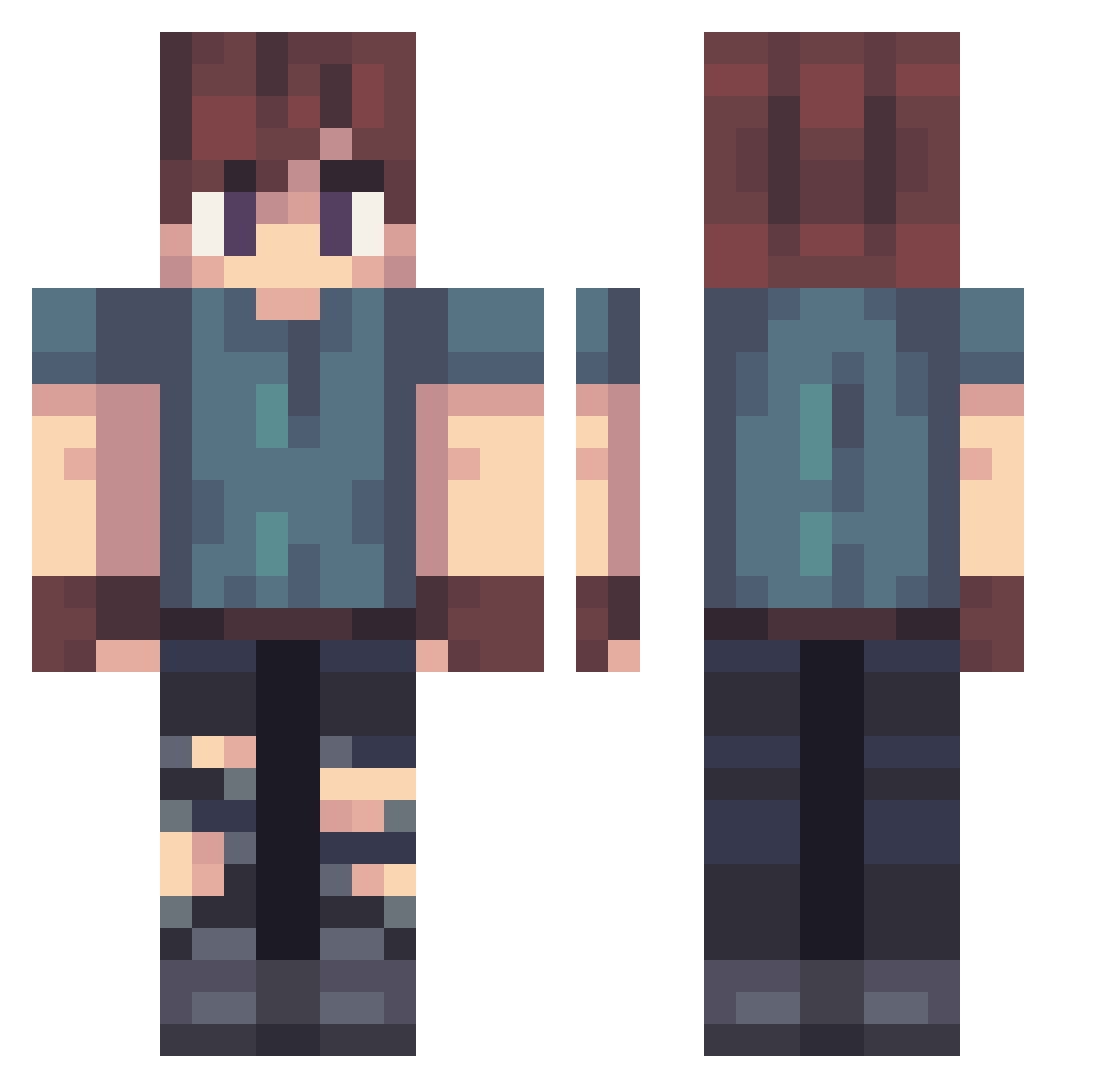 Worakan Minecraft skin, front and back view
