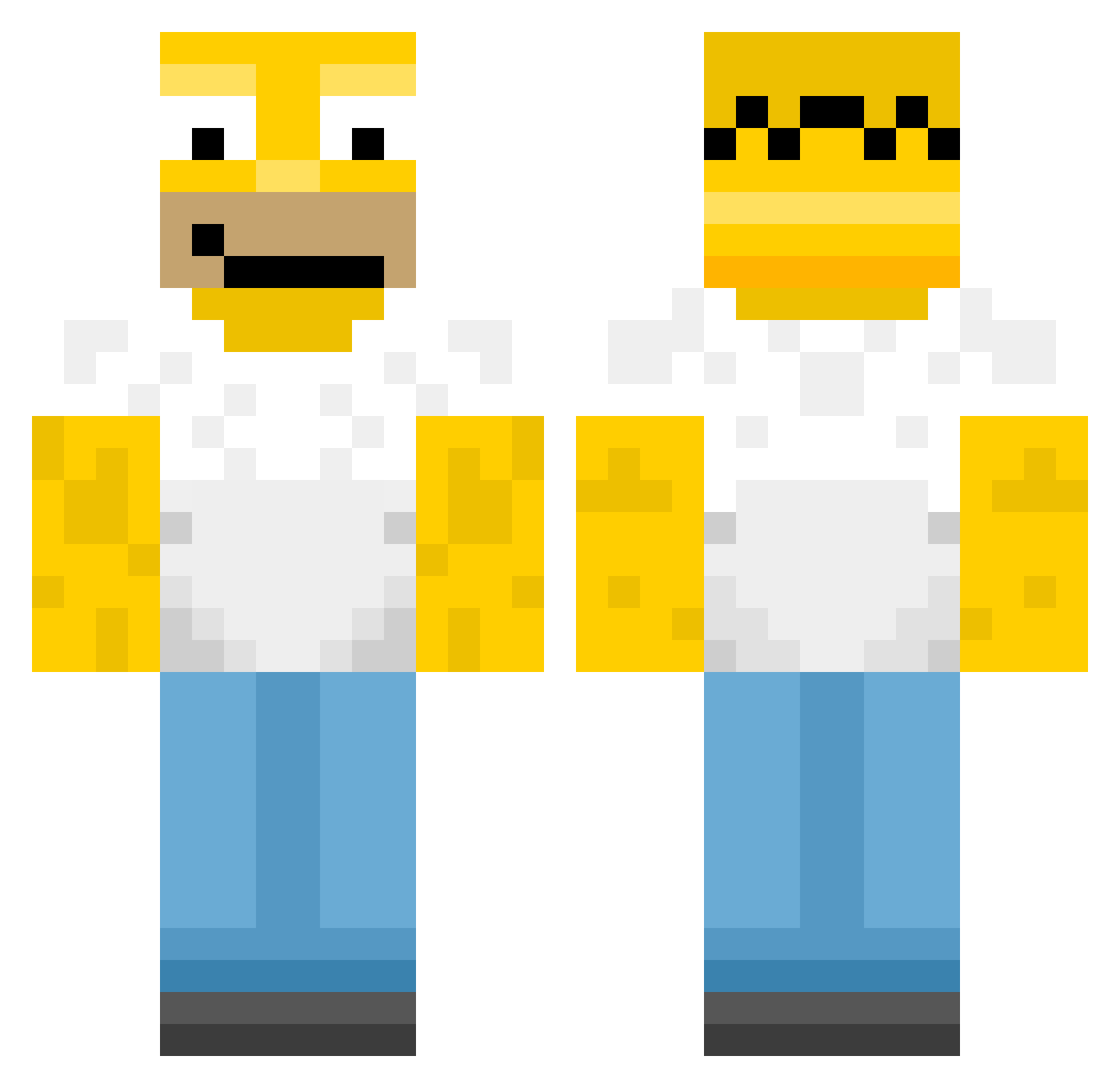 BarnaldoYT Minecraft skin, front and back view